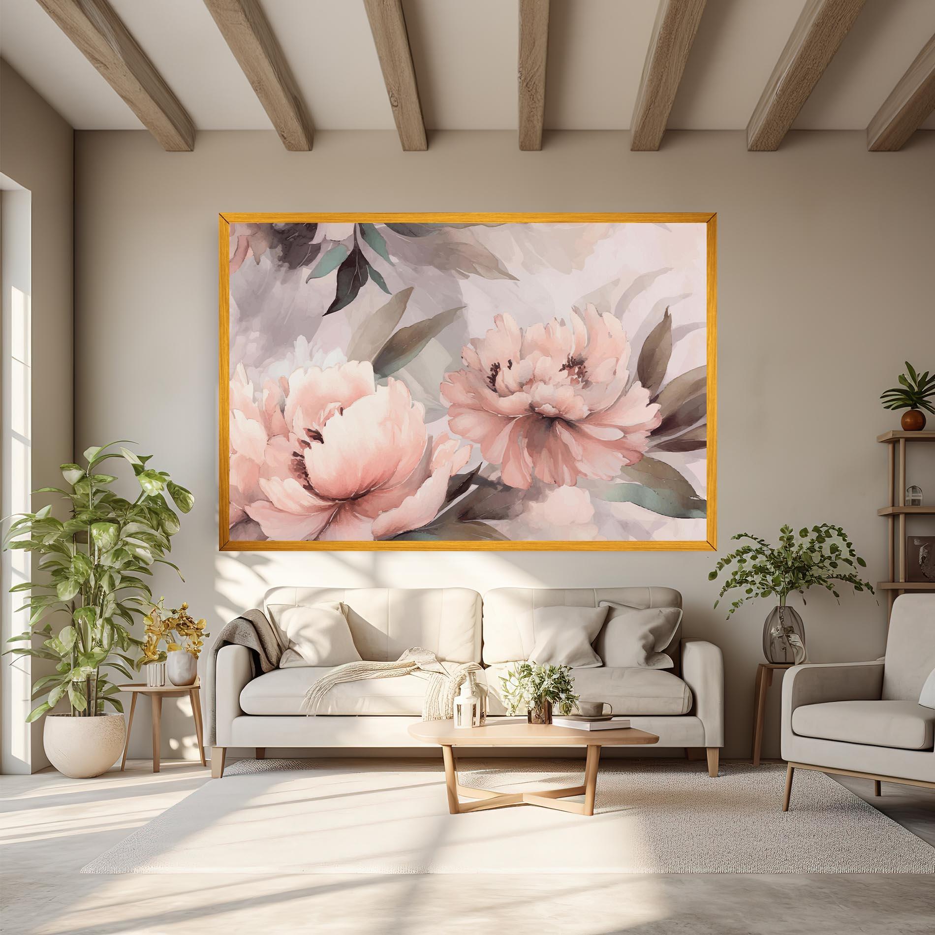 Leinwandbild Dreamy Peony Art mockup 6