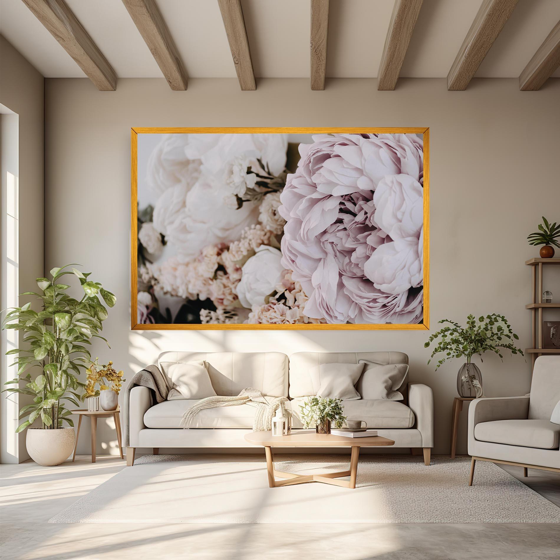 Leinwandbild Grey Peony Bouquet mockup 6