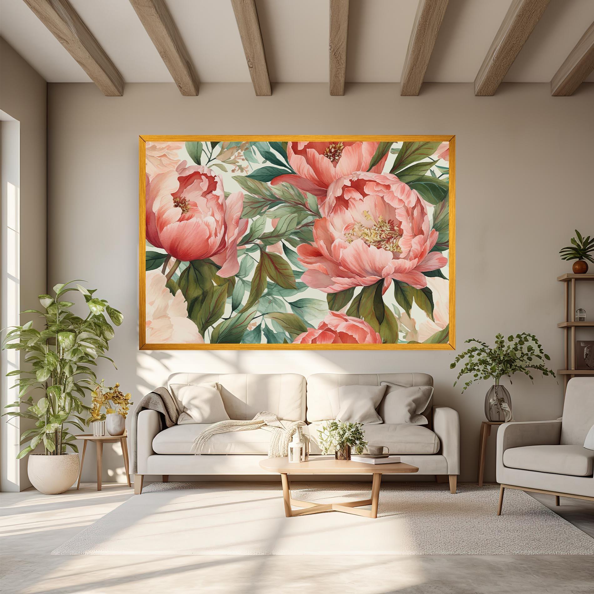 Leinwandbild Light Red Peony mockup 6
