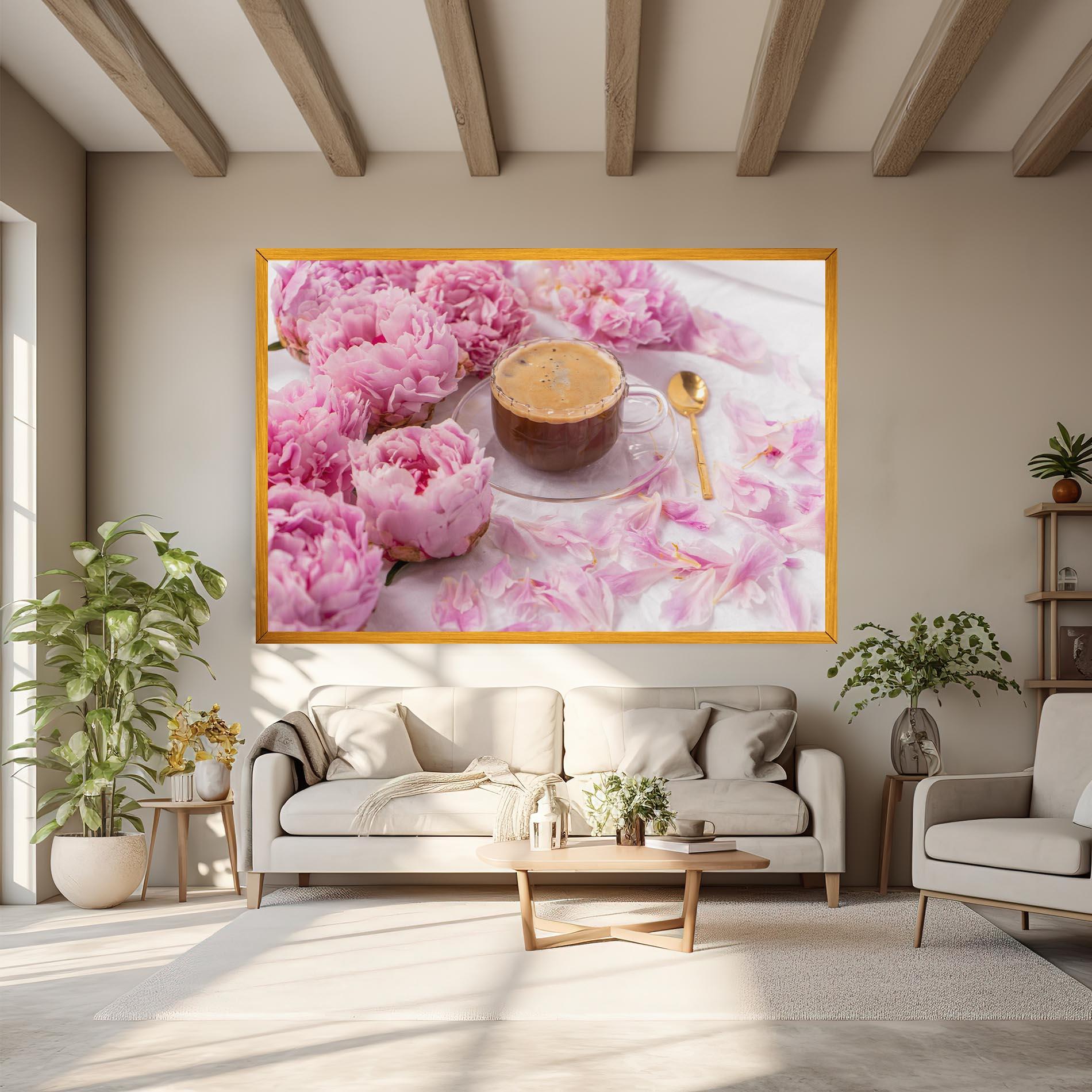 Leinwandbild Peony And Coffee mockup 6
