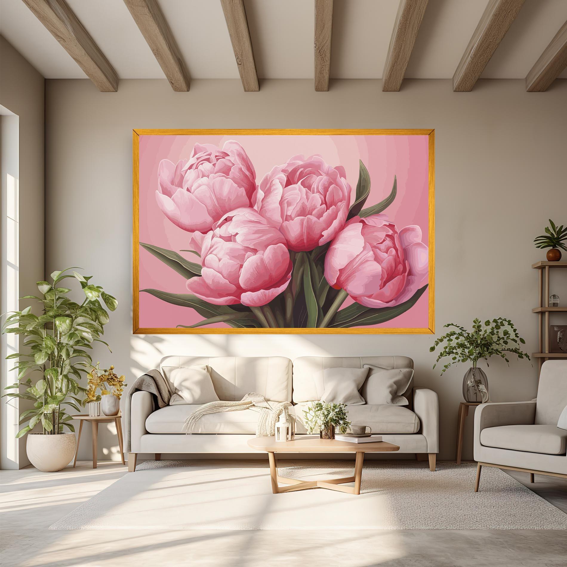 Leinwandbild Peony On Pink mockup 6
