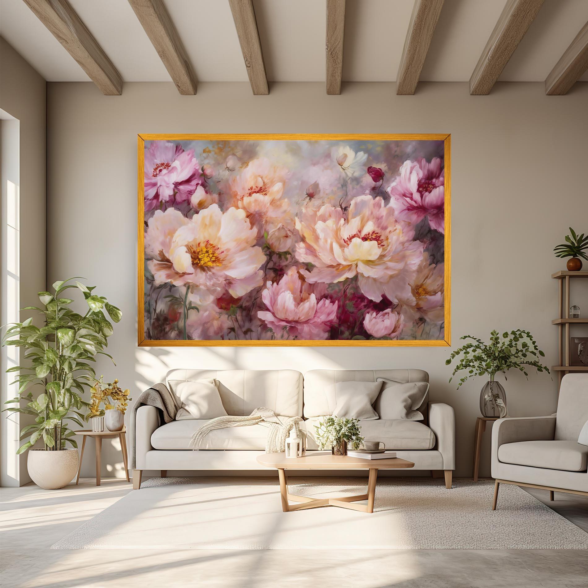 Leinwandbild Peony Painting Art mockup 6