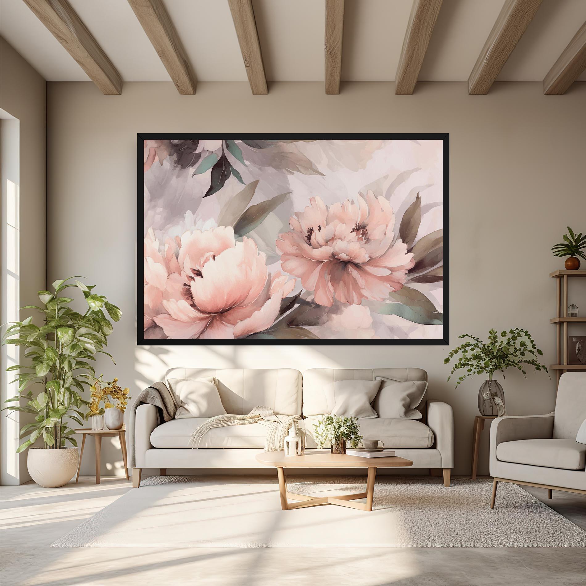 Leinwandbild Dreamy Peony Art mockup 6