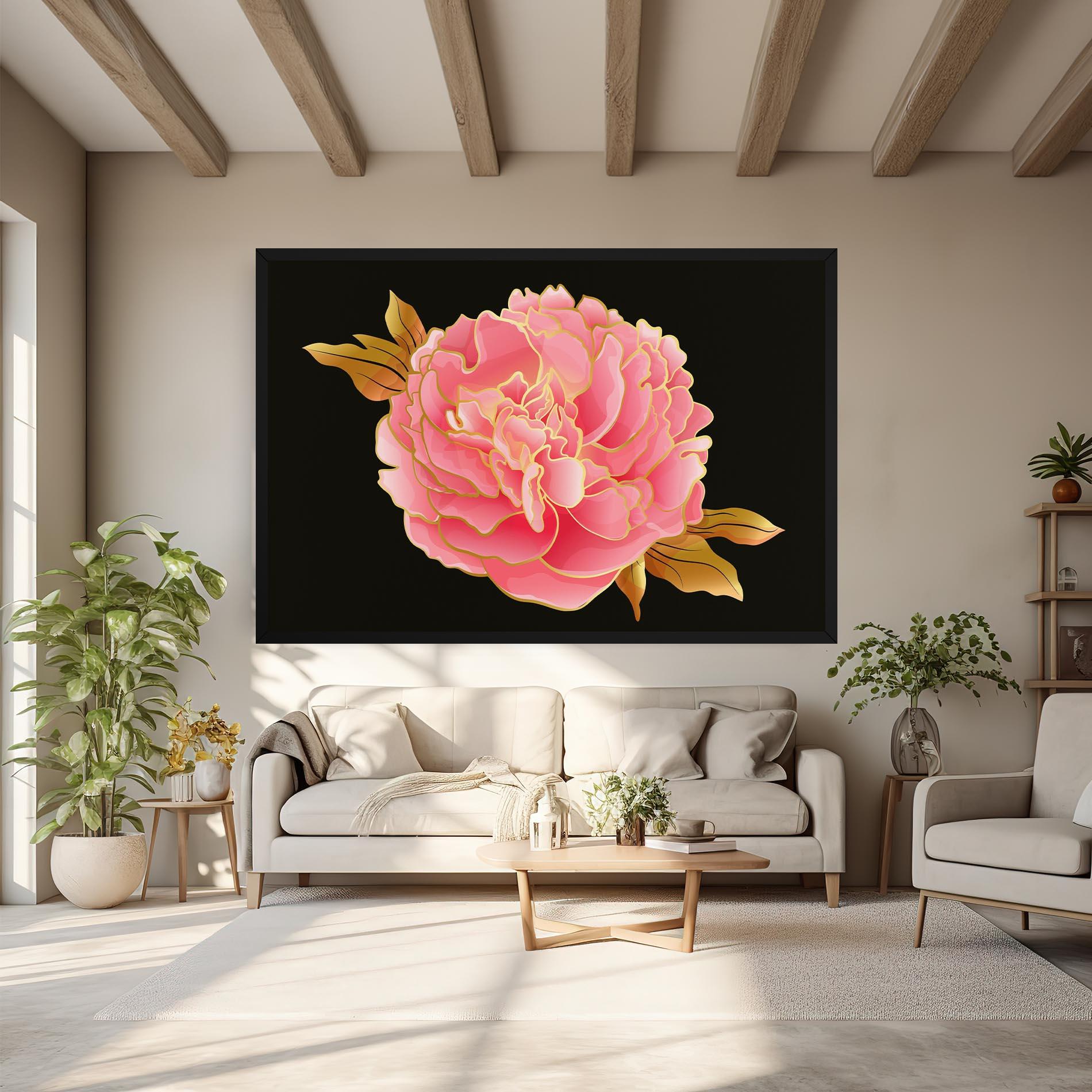 Leinwandbild Gold Pinkk Peony mockup 6