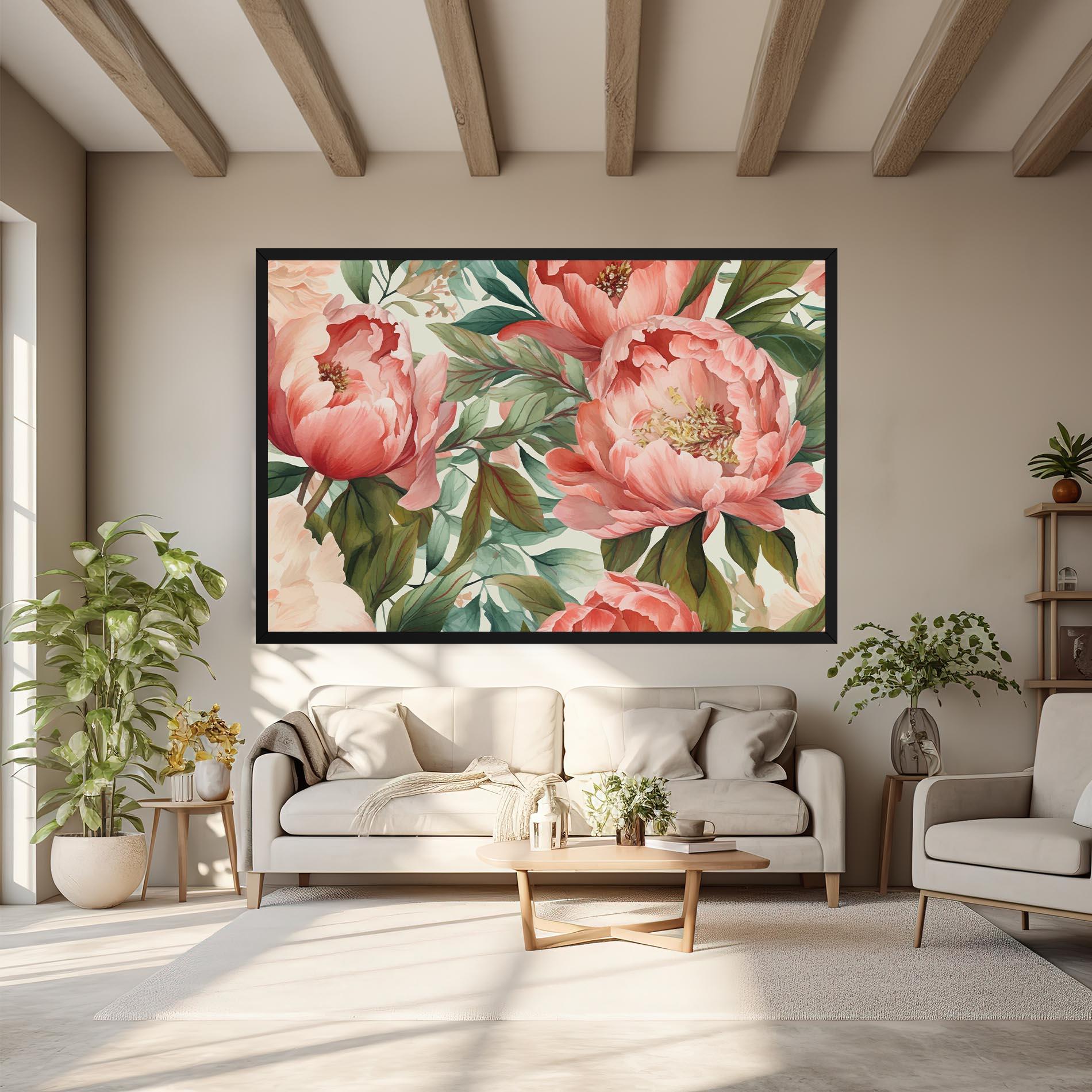 Leinwandbild Light Red Peony mockup 6