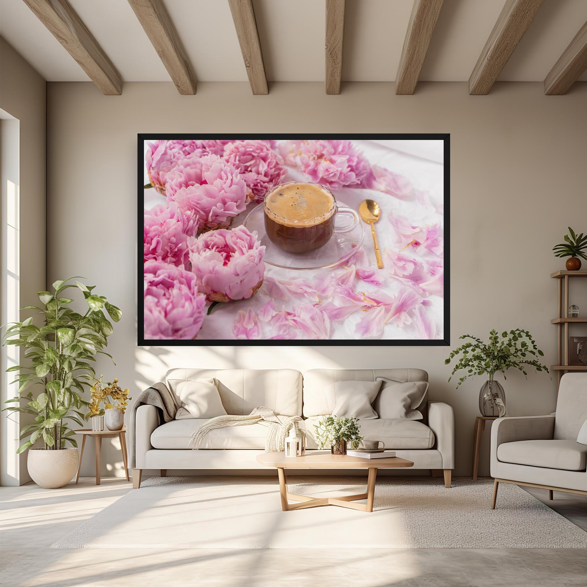 Leinwandbild Peony And Coffee mockup 6