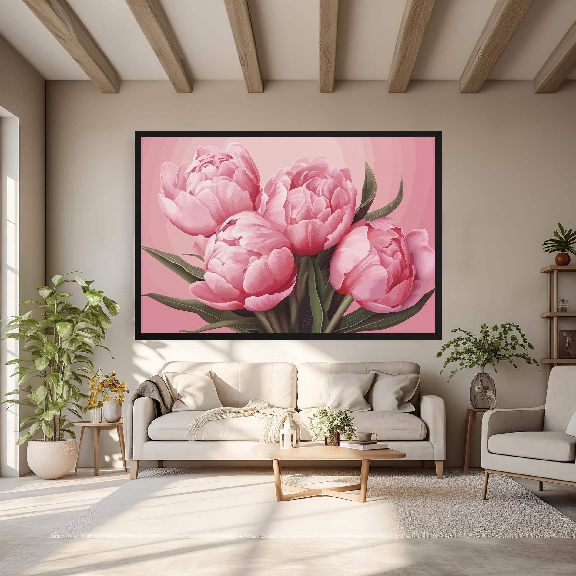 Leinwandbild Peony On Pink mockup 6