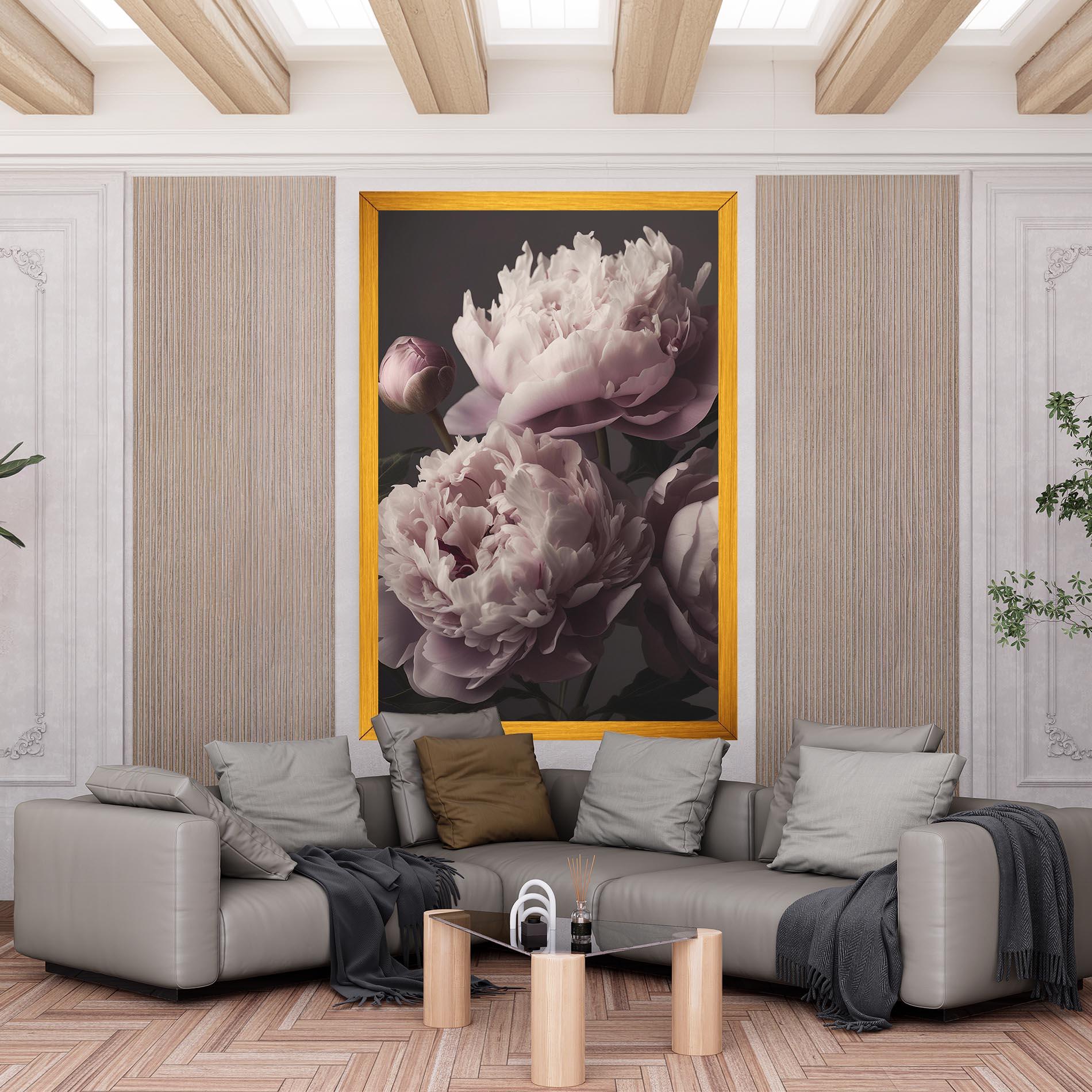Leinwandbild Grey Pastel Pink Peony mockup 6