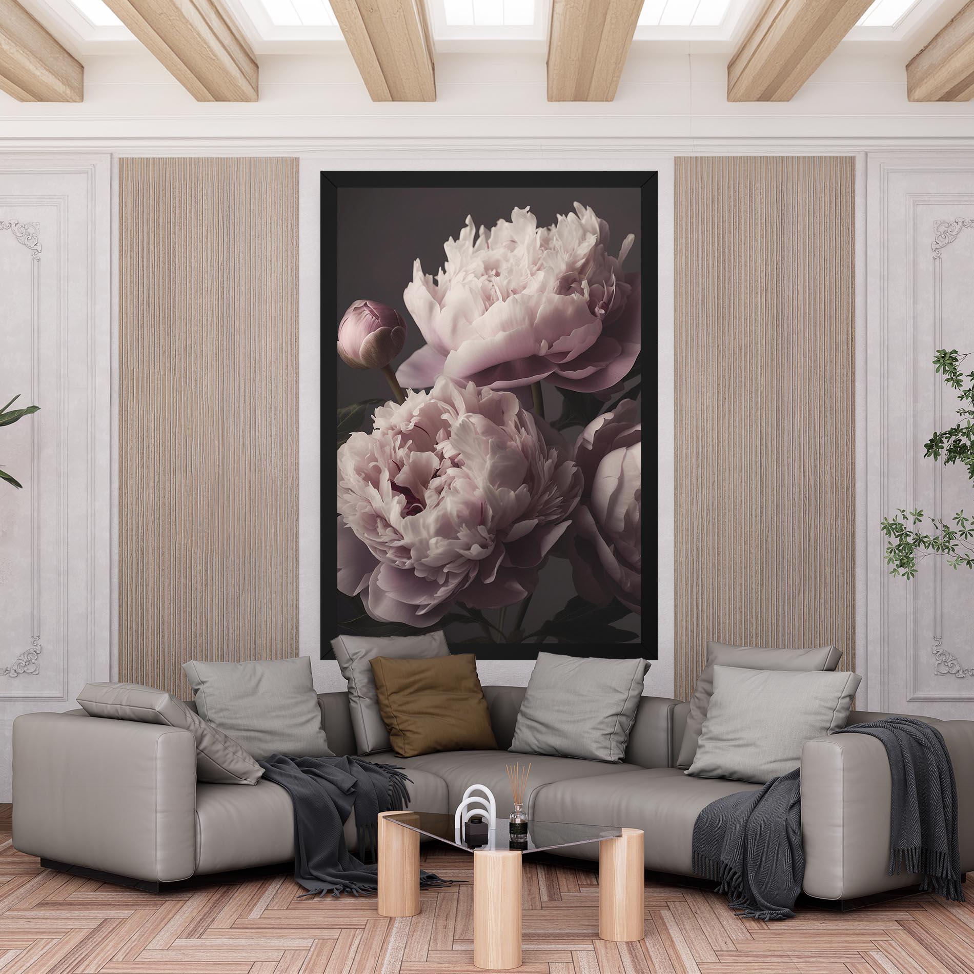Leinwandbild Grey Pastel Pink Peony mockup 6