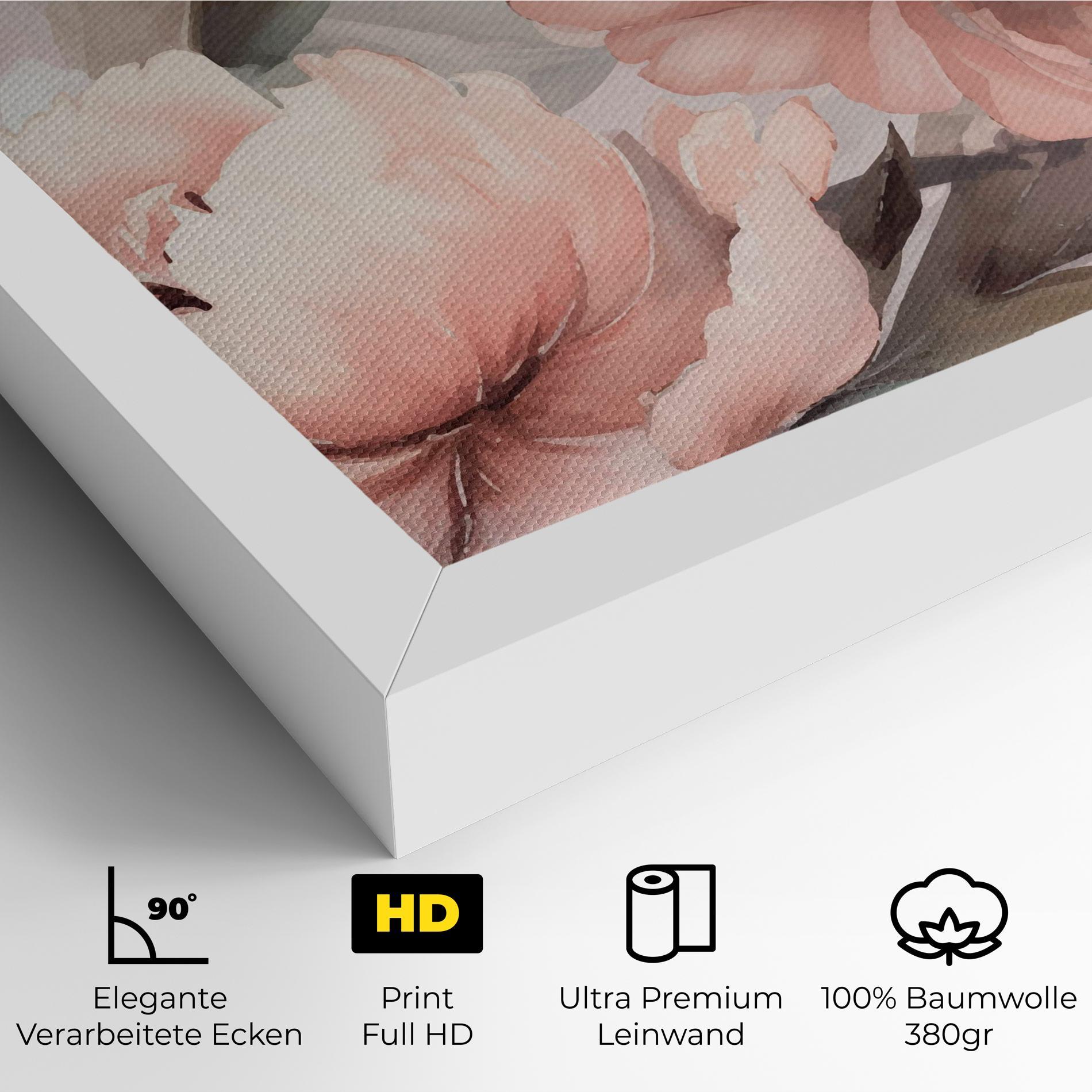 Leinwandbild Dreamy Peony Art mockup 4