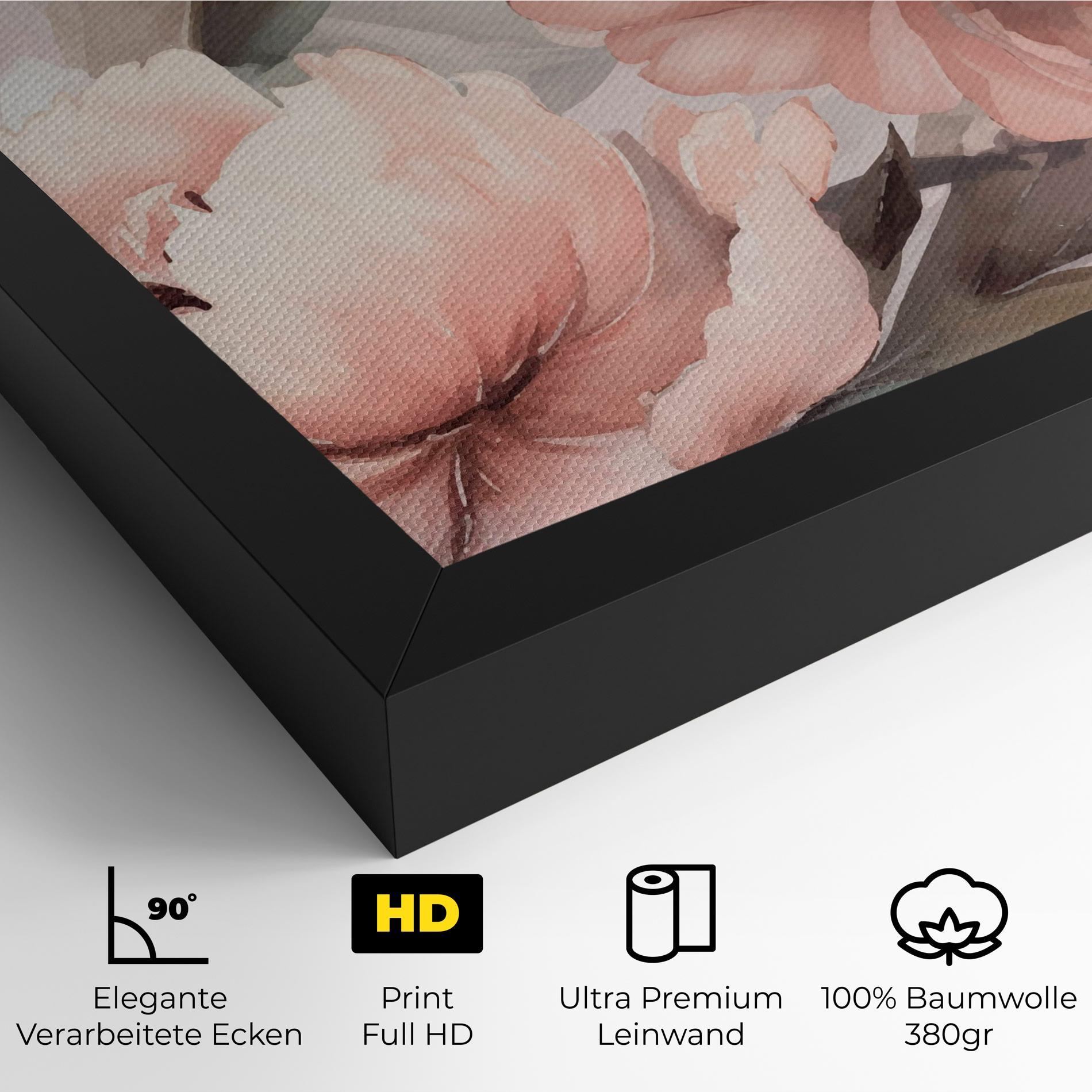 Leinwandbild Dreamy Peony Art mockup 4