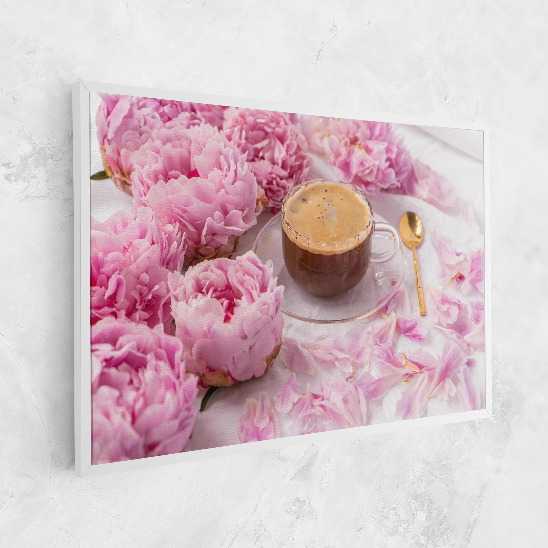 Leinwandbild Peony And Coffee mockup 1
