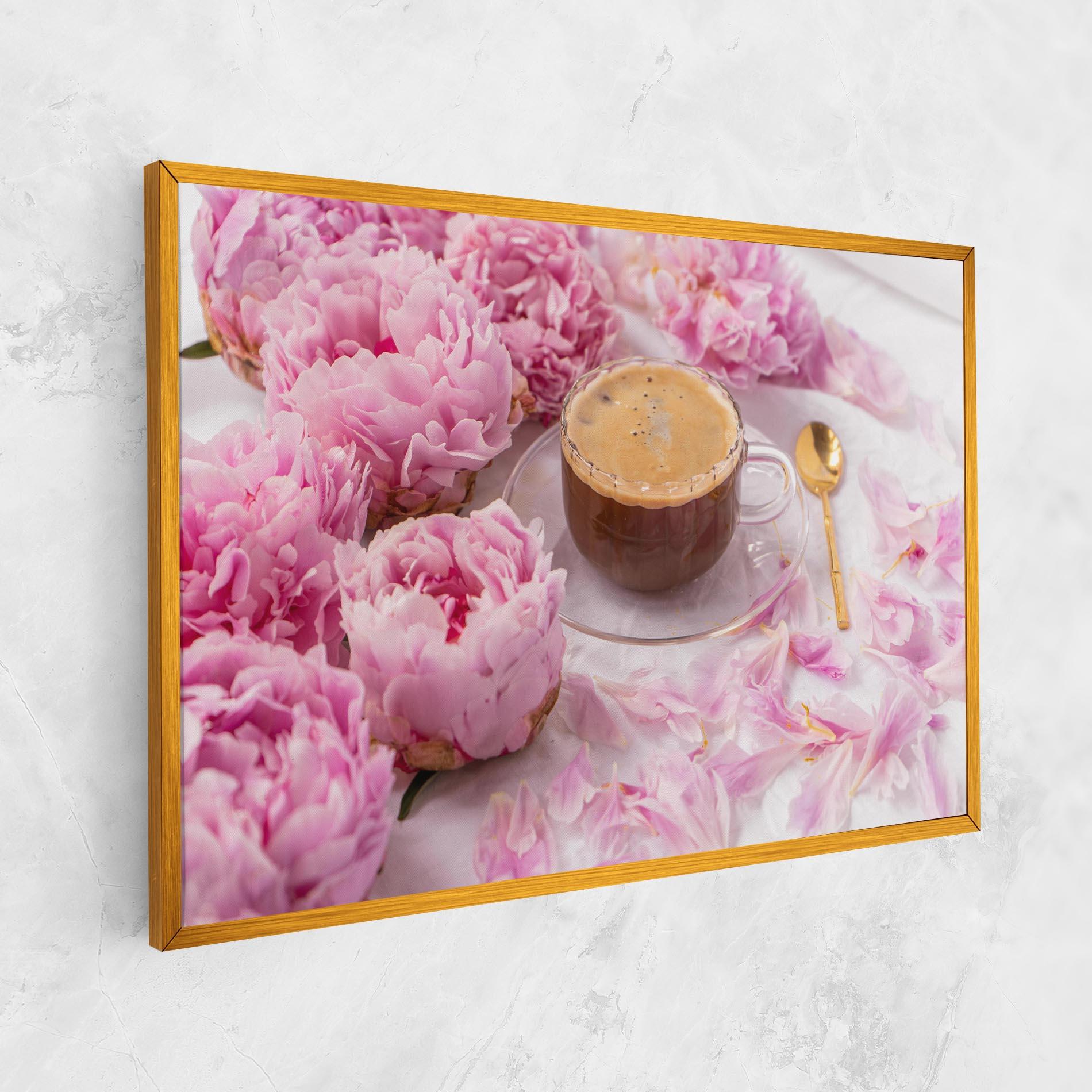 Leinwandbild Peony And Coffee mockup 1