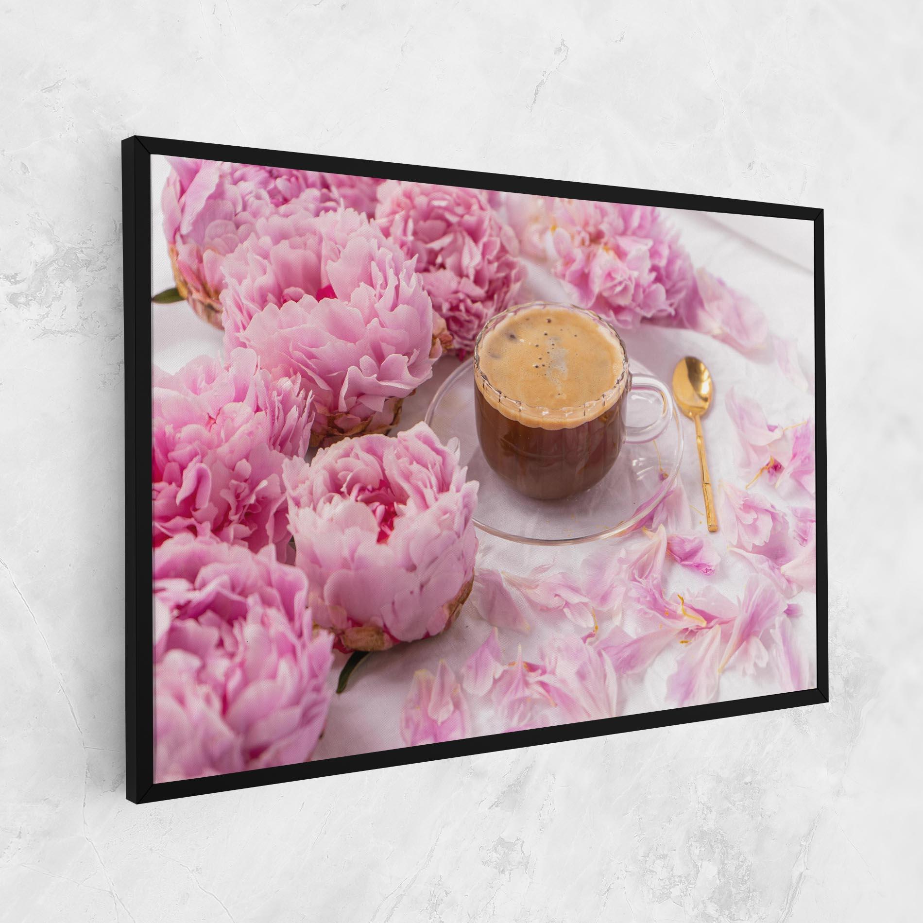 Leinwandbild Peony And Coffee mockup 1