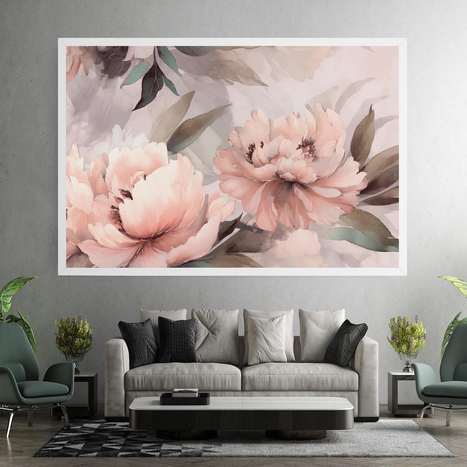 Leinwandbild Dreamy Peony Art mockup 7