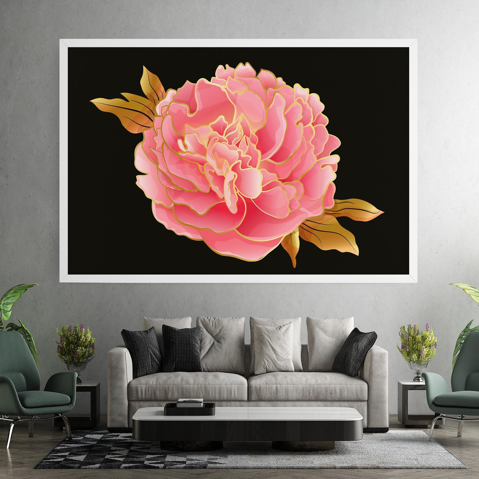 Leinwandbild Gold Pinkk Peony mockup 7