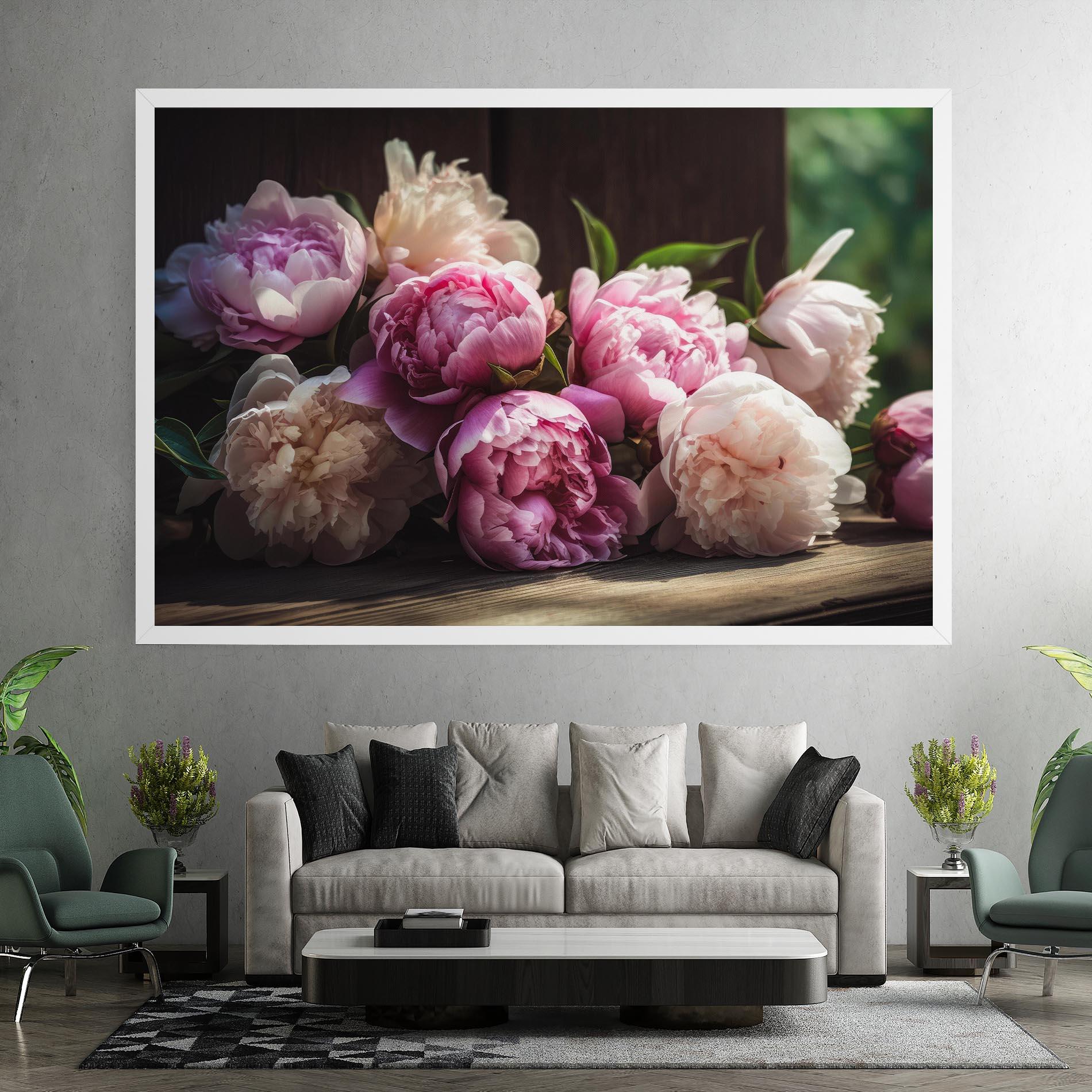 Leinwandbild Peonies On The Table mockup 7