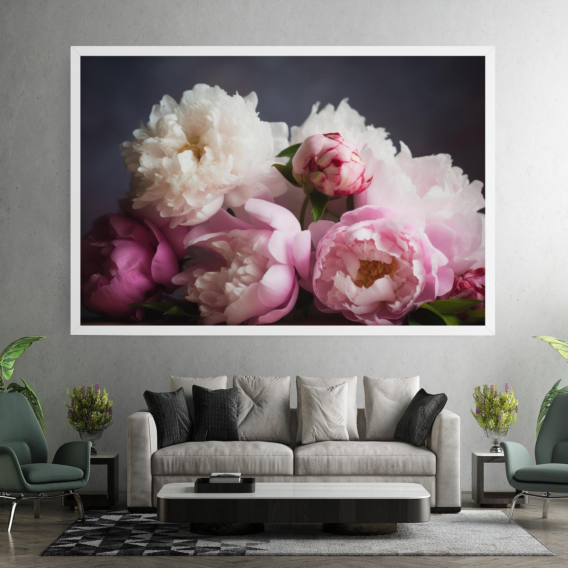 Leinwandbild Peonies With Grey mockup 7