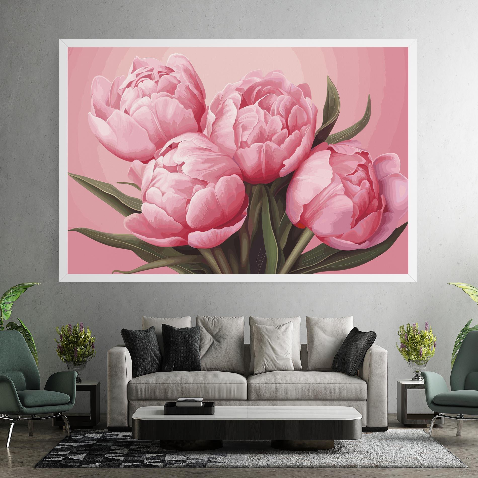Leinwandbild Peony On Pink mockup 7