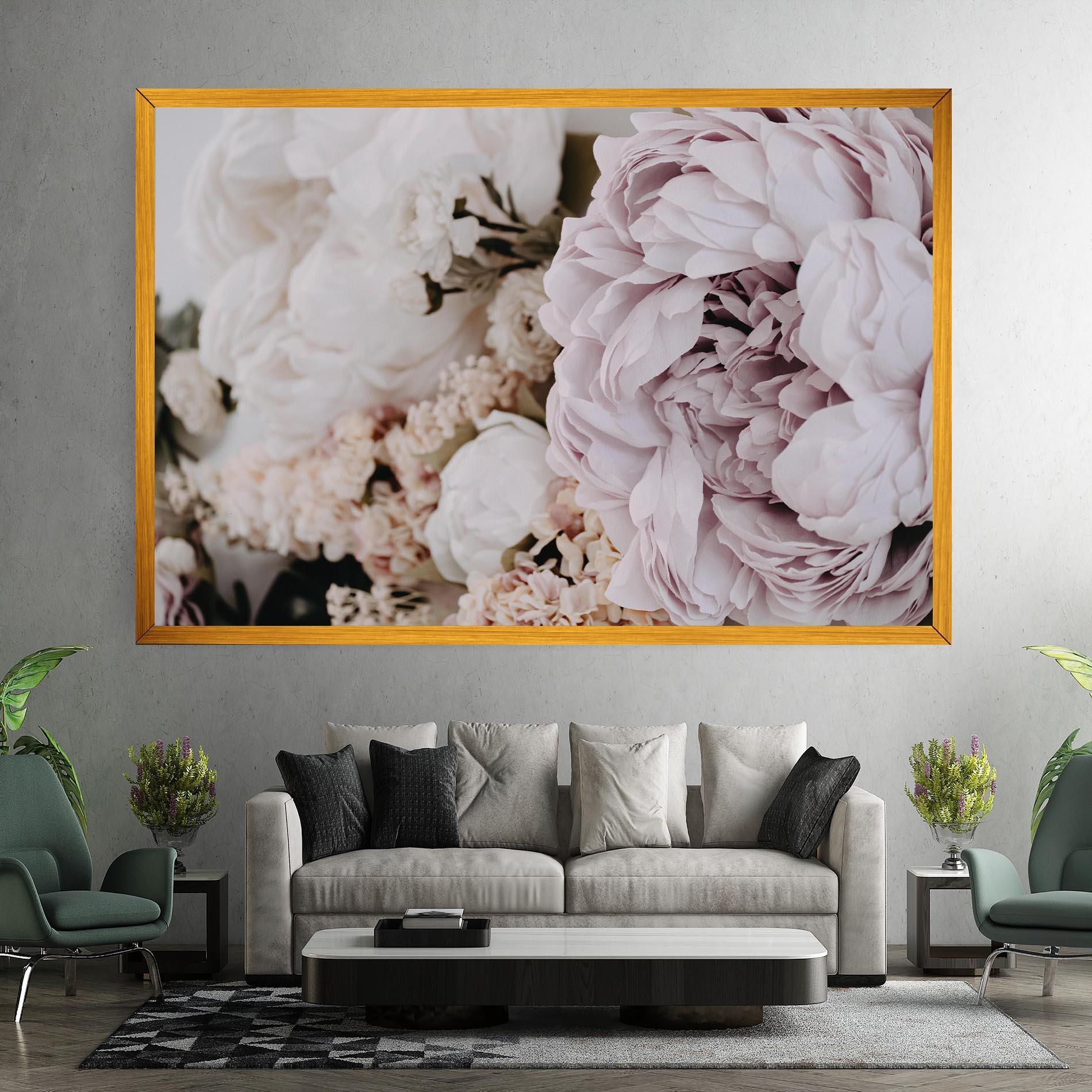 Leinwandbild Grey Peony Bouquet mockup 7