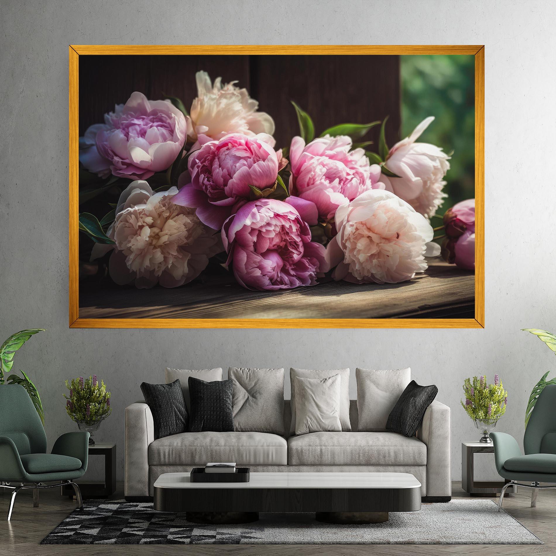 Leinwandbild Peonies On The Table mockup 7