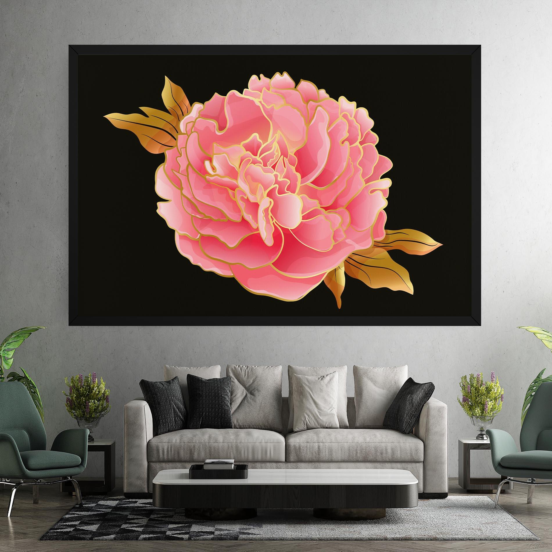 Leinwandbild Gold Pinkk Peony mockup 7