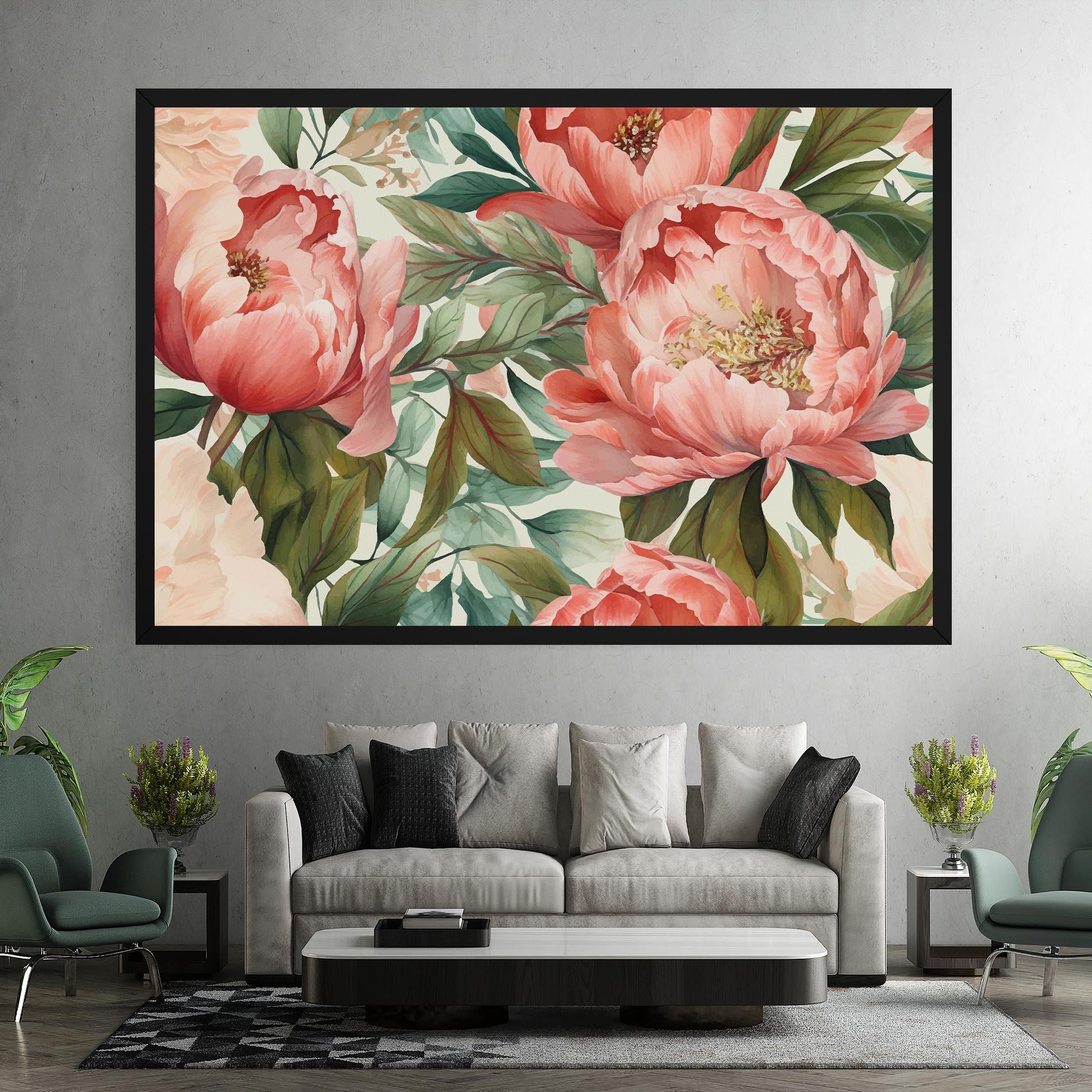 Leinwandbild Light Red Peony mockup 7