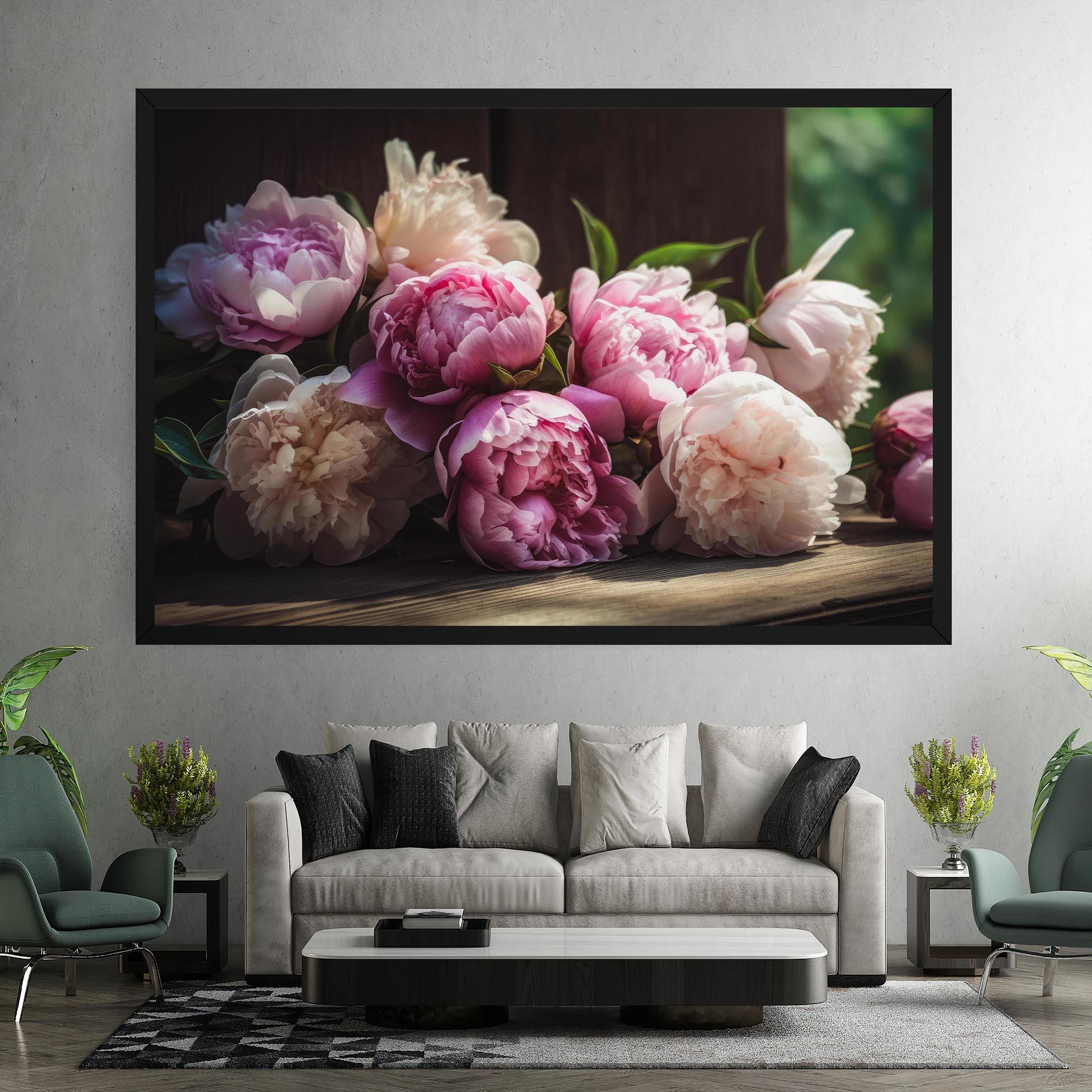 Leinwandbild Peonies On The Table mockup 7