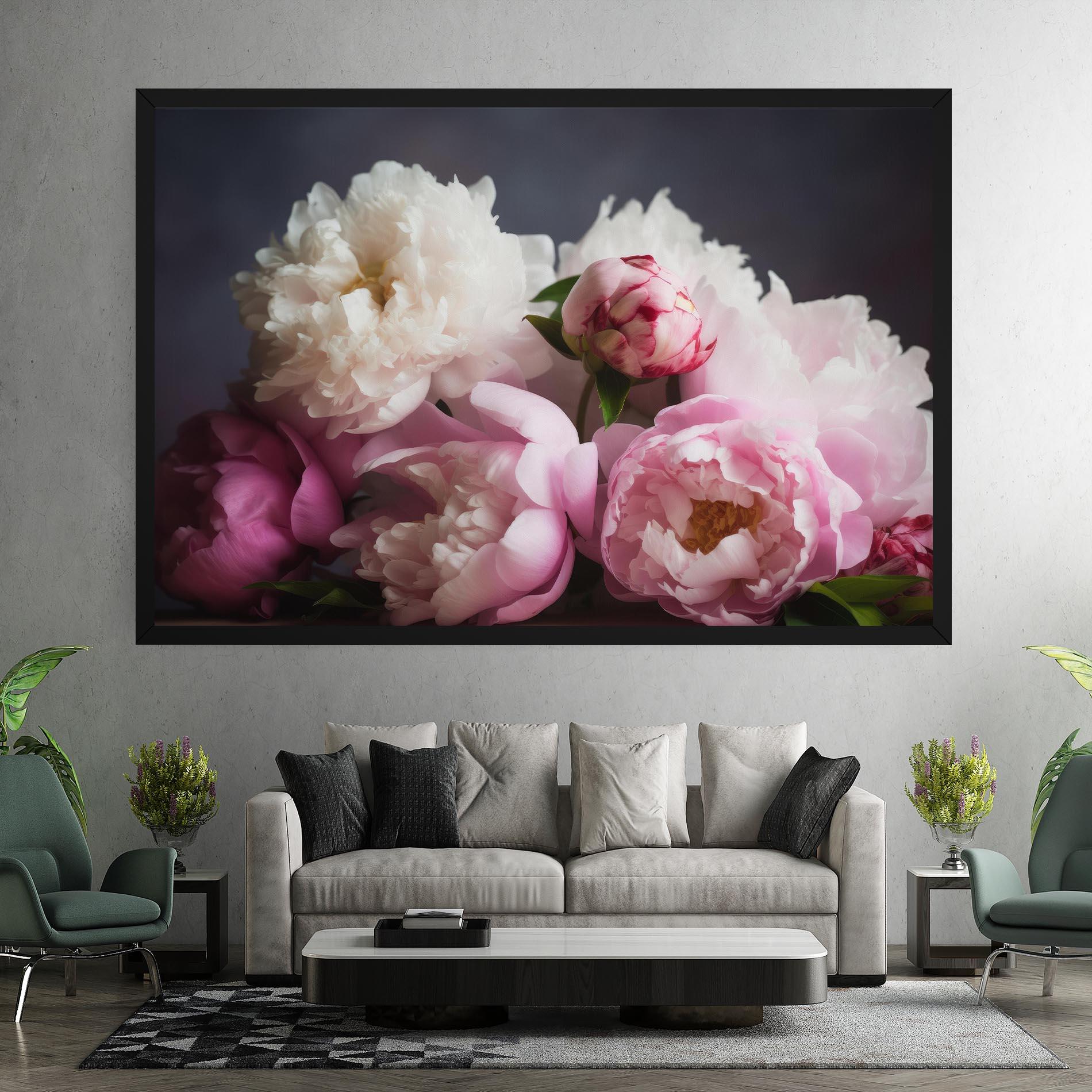 Leinwandbild Peonies With Grey mockup 7