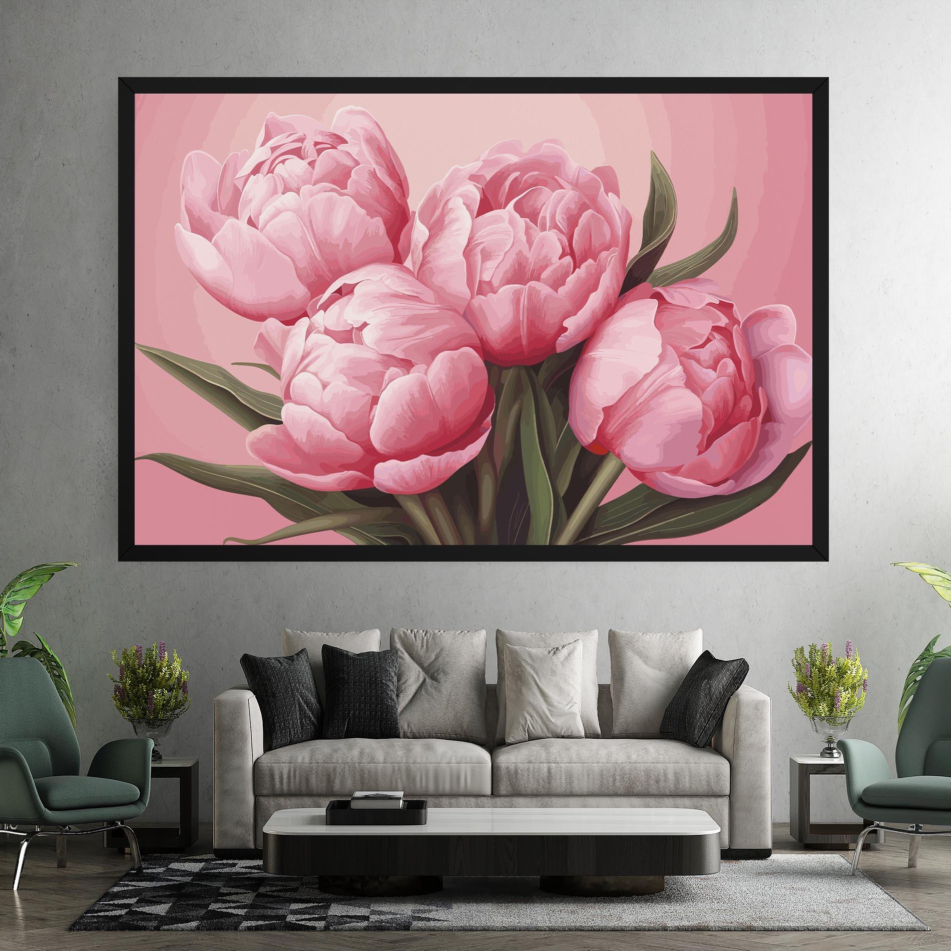 Leinwandbild Peony On Pink mockup 7
