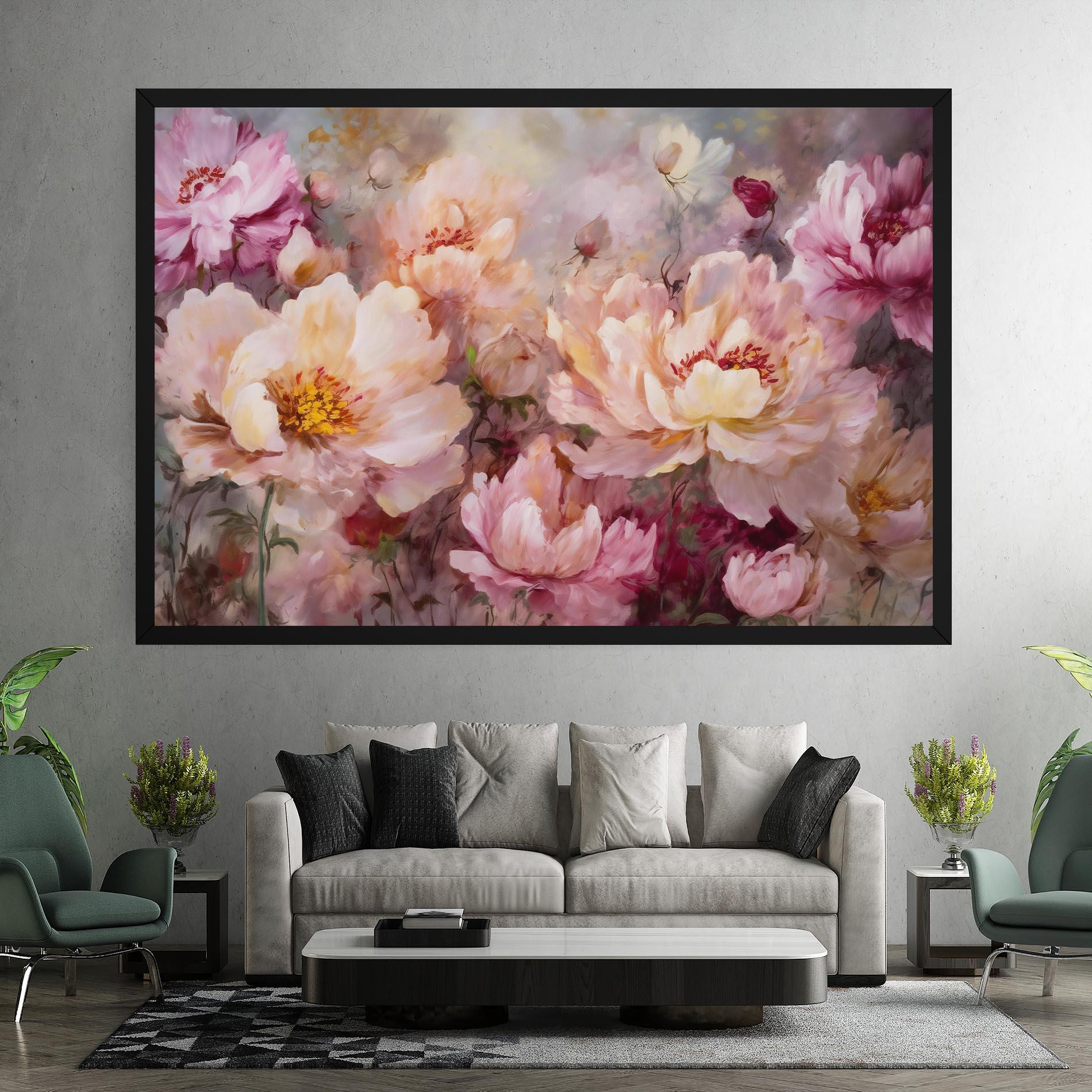 Leinwandbild Peony Painting Art mockup 7