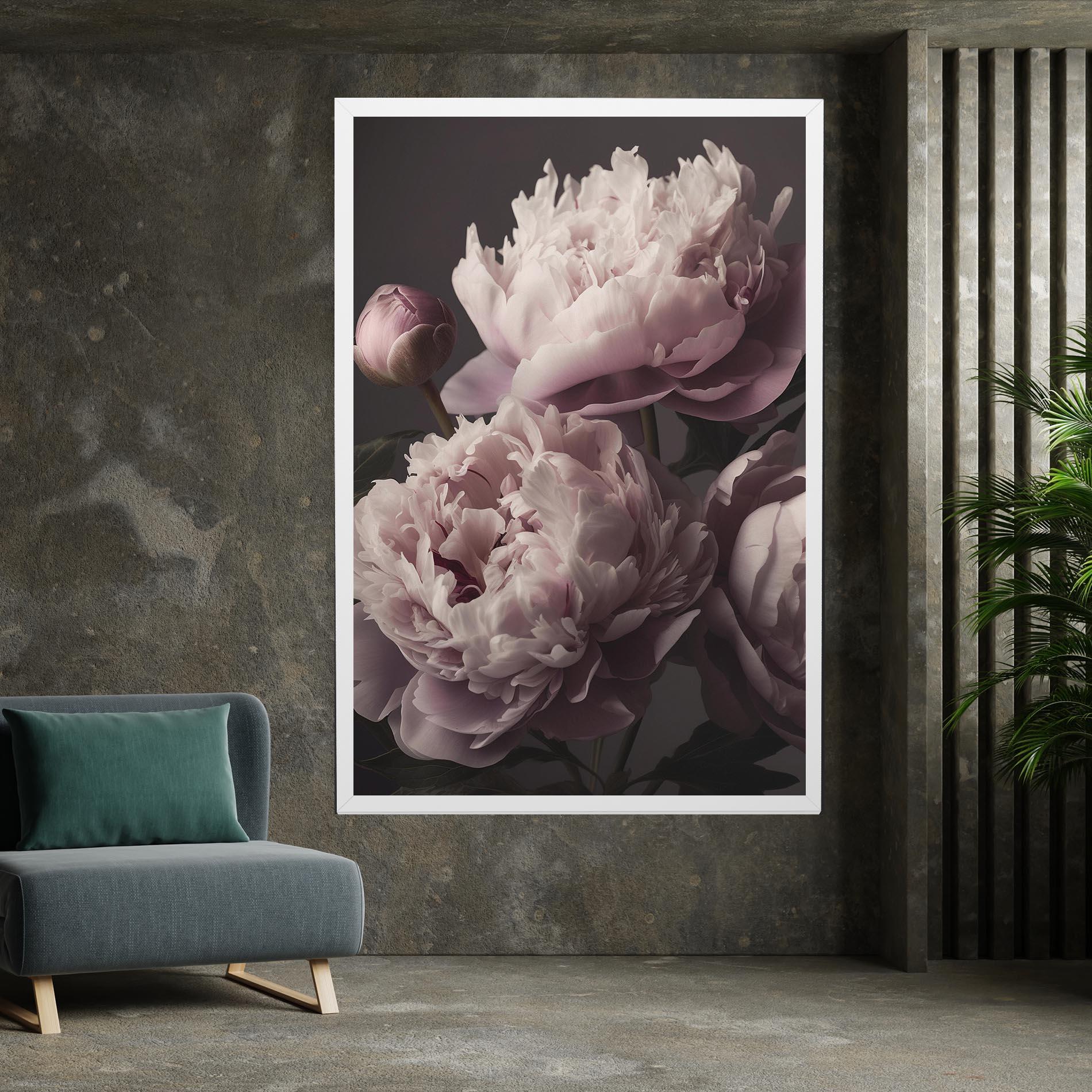 Leinwandbild Grey Pastel Pink Peony mockup 7