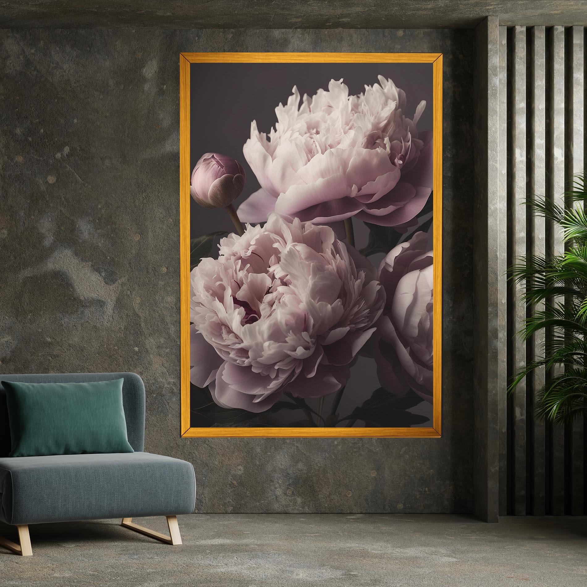 Leinwandbild Grey Pastel Pink Peony mockup 7
