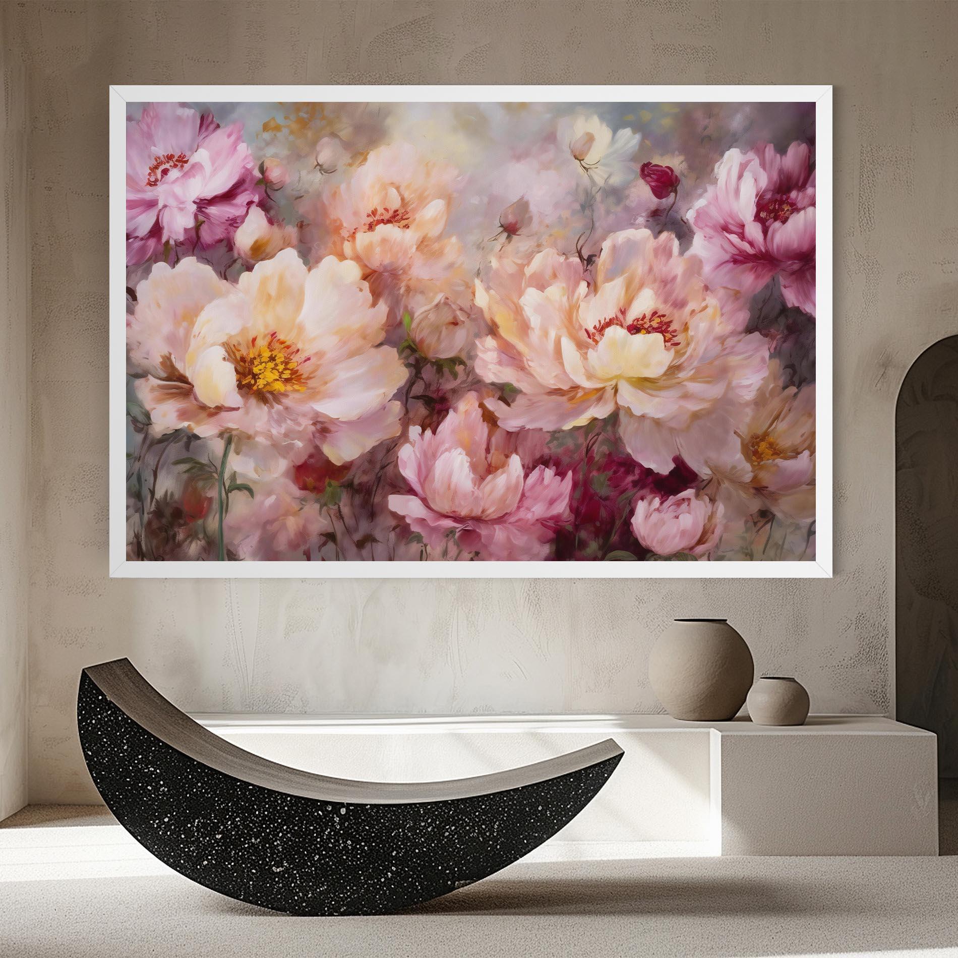 Leinwandbild Peony Painting Art mockup 8