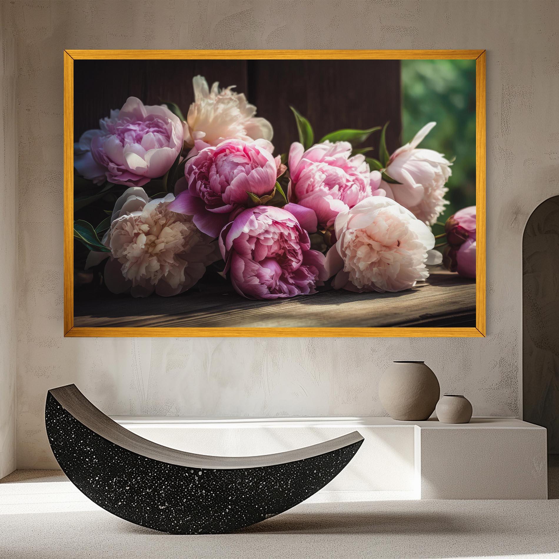 Leinwandbild Peonies On The Table mockup 8