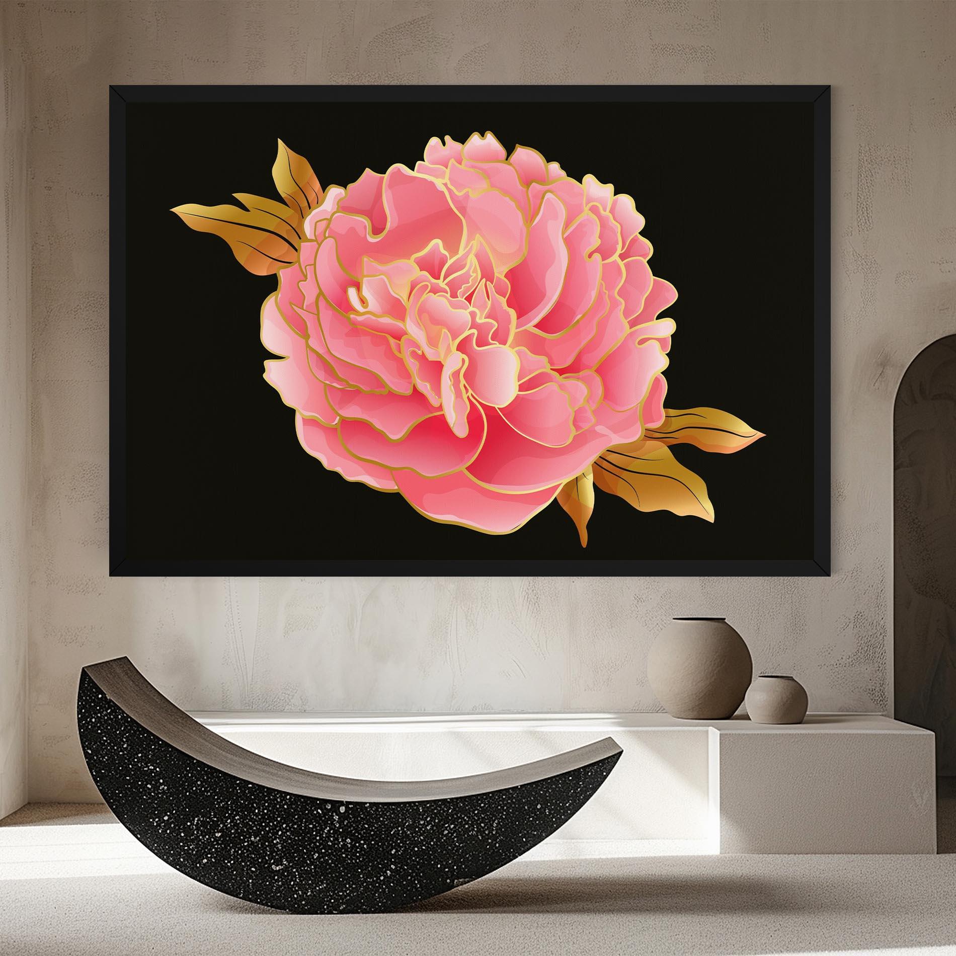 Leinwandbild Gold Pinkk Peony mockup 8