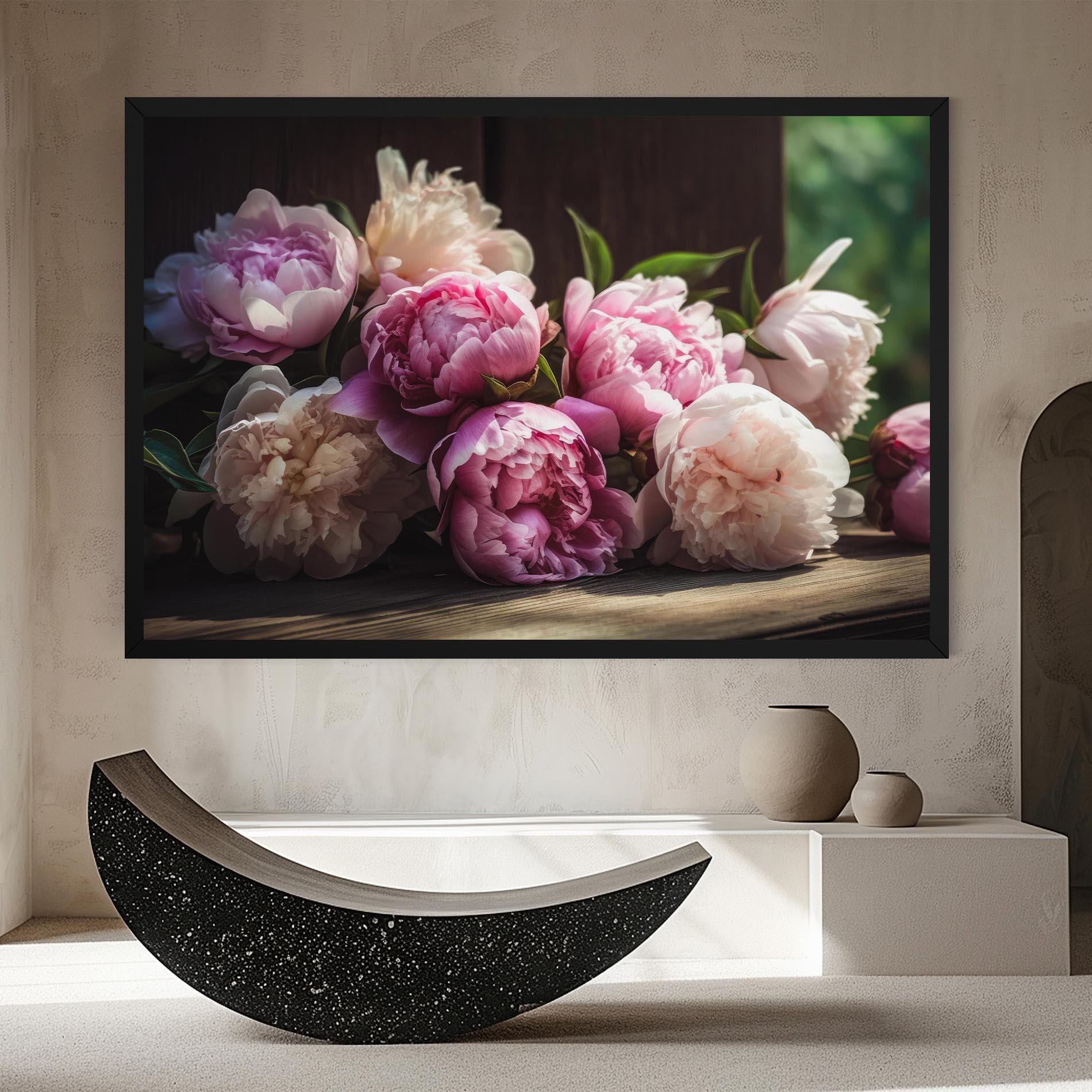 Leinwandbild Peonies On The Table mockup 8