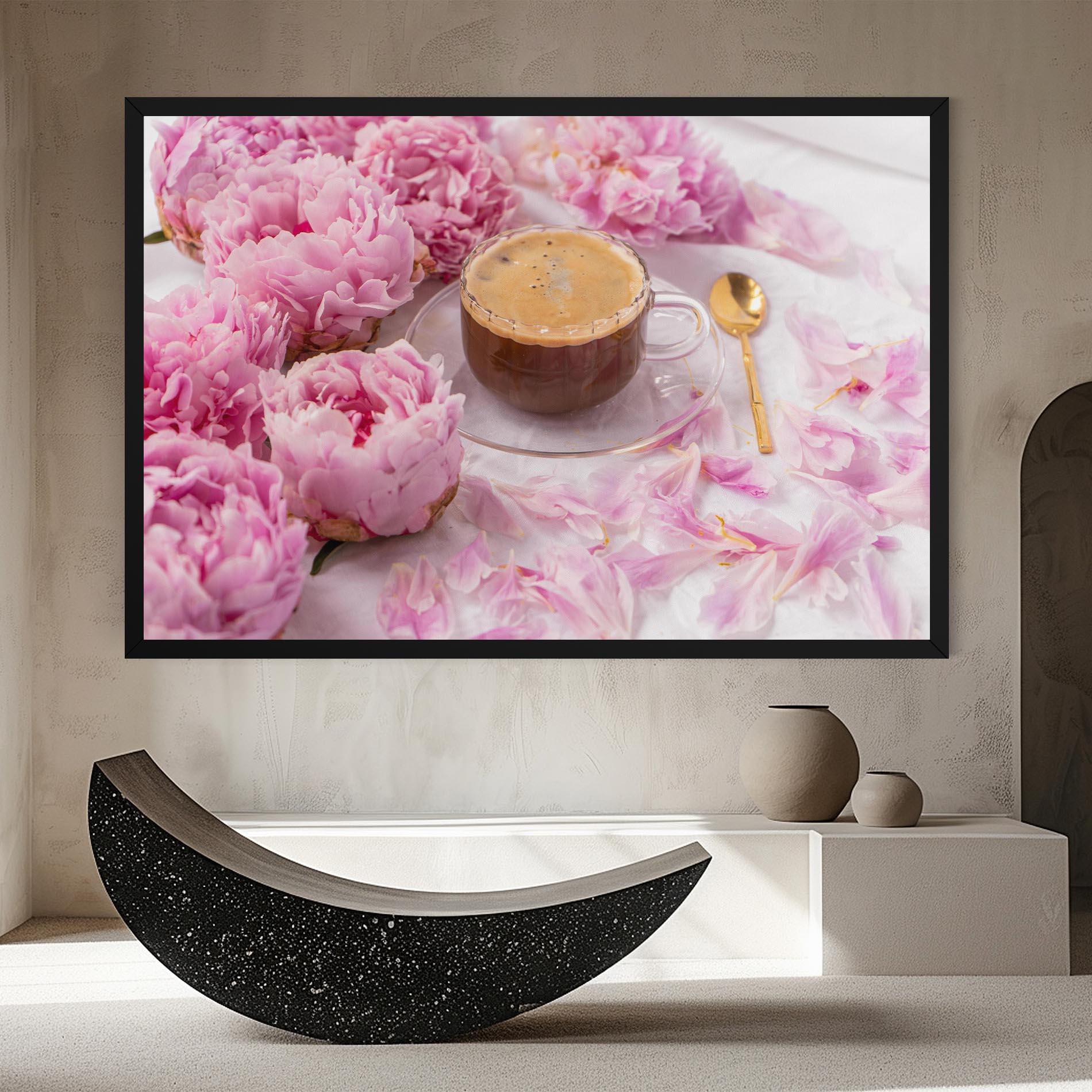 Leinwandbild Peony And Coffee mockup 8