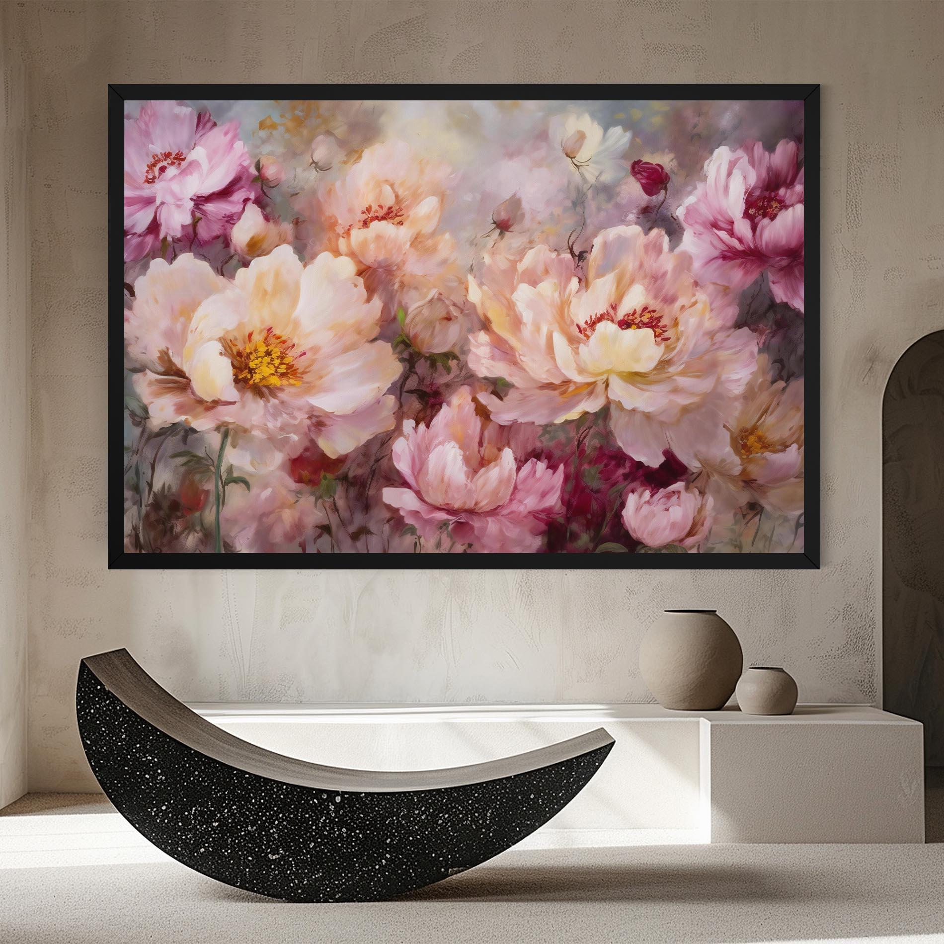 Leinwandbild Peony Painting Art mockup 8
