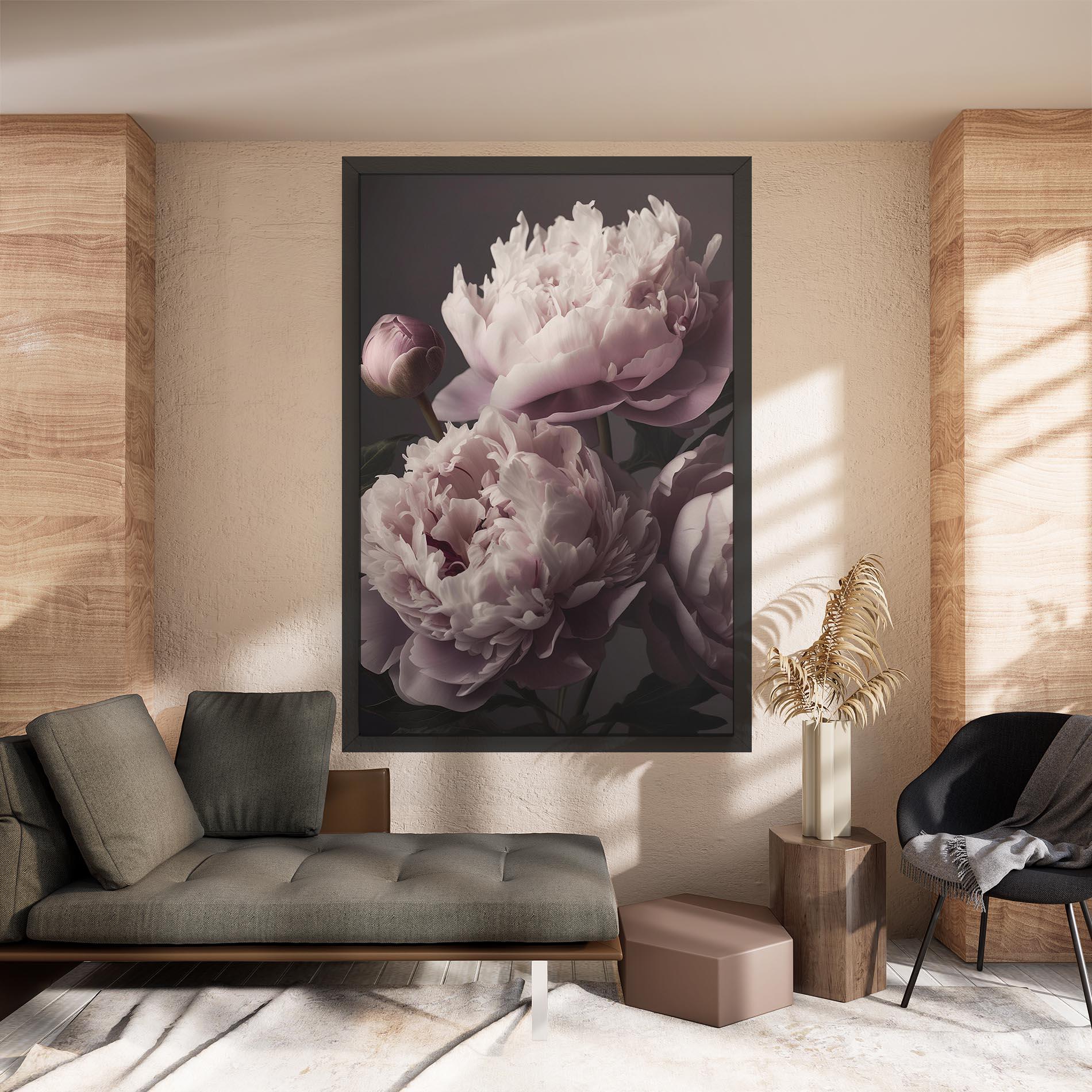 Leinwandbild Grey Pastel Pink Peony mockup 8