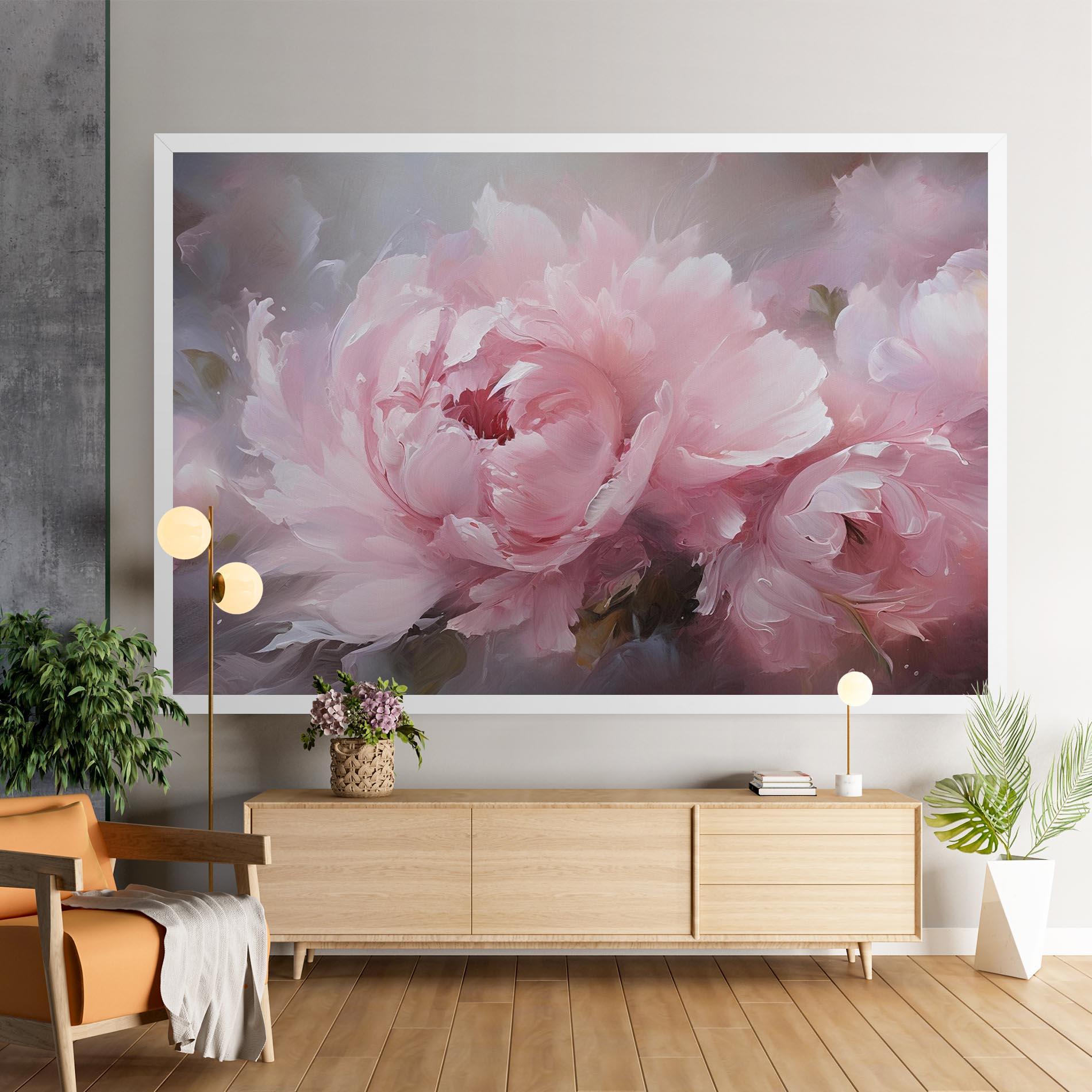 Leinwandbild Dreamy Painting Peony mockup 9