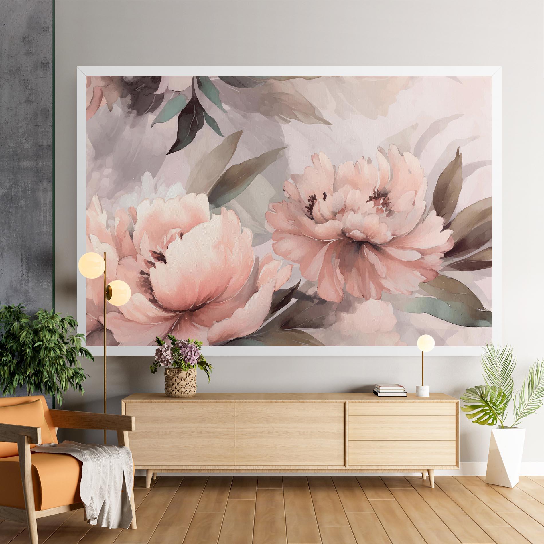 Leinwandbild Dreamy Peony Art mockup 9