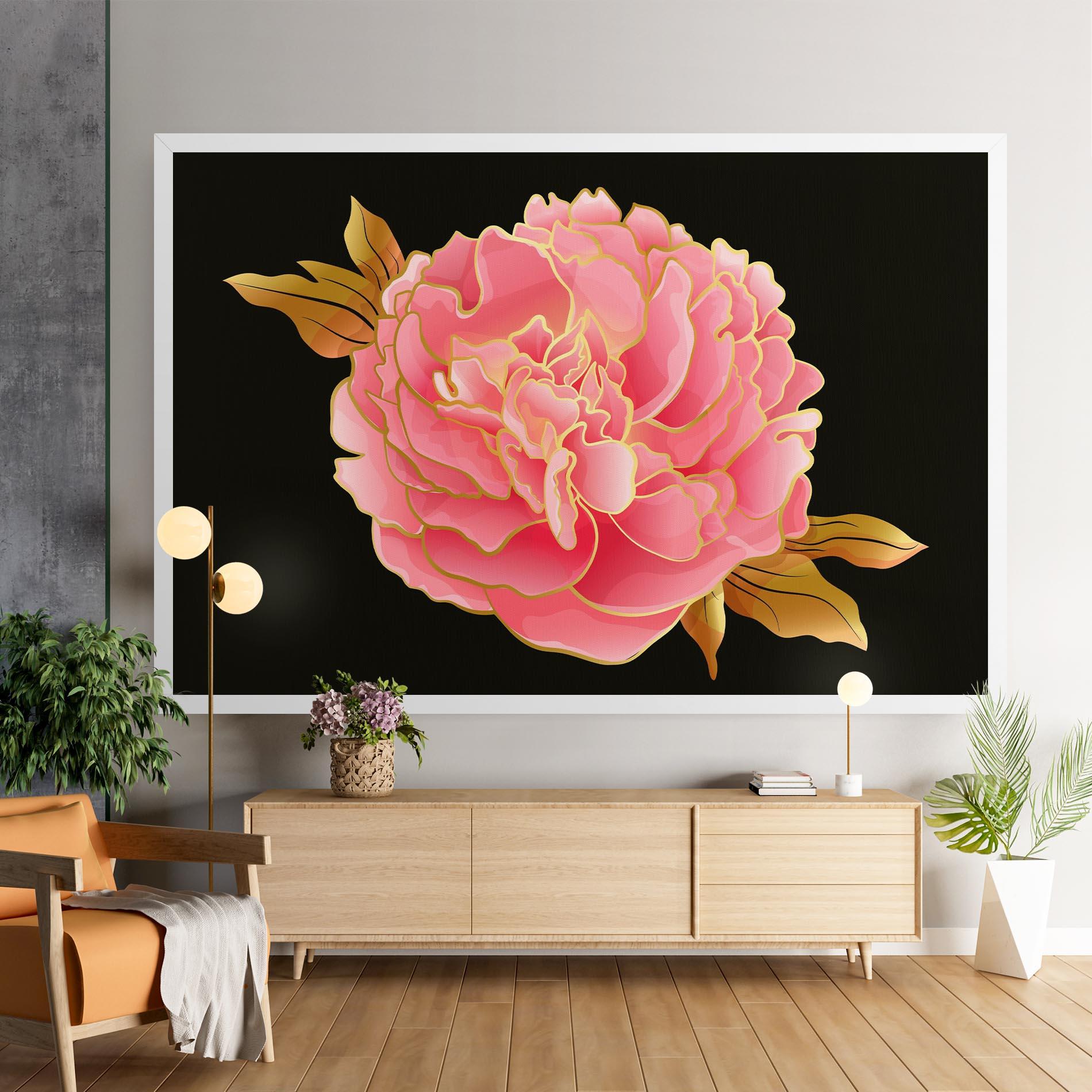 Leinwandbild Gold Pinkk Peony mockup 9