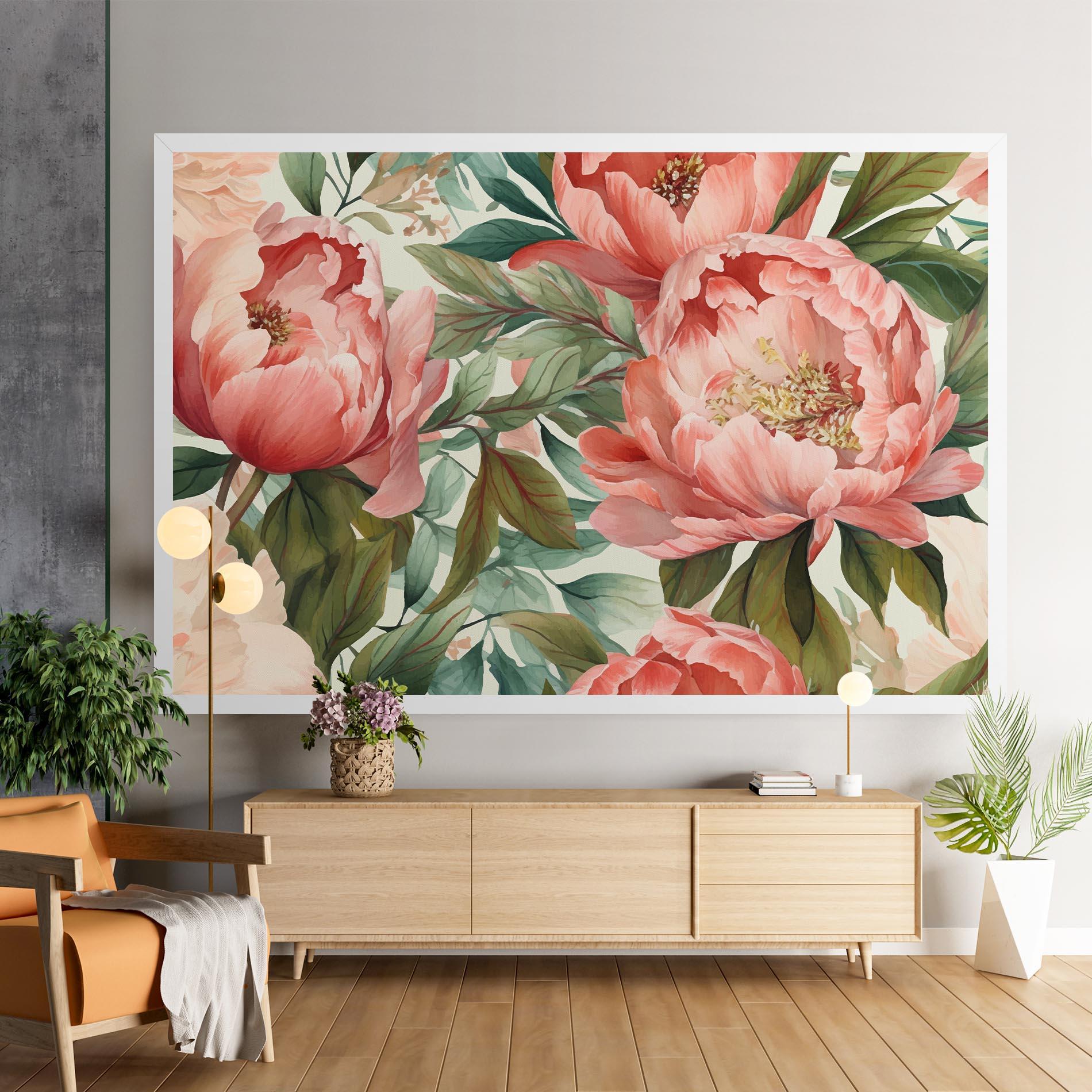 Leinwandbild Light Red Peony mockup 9