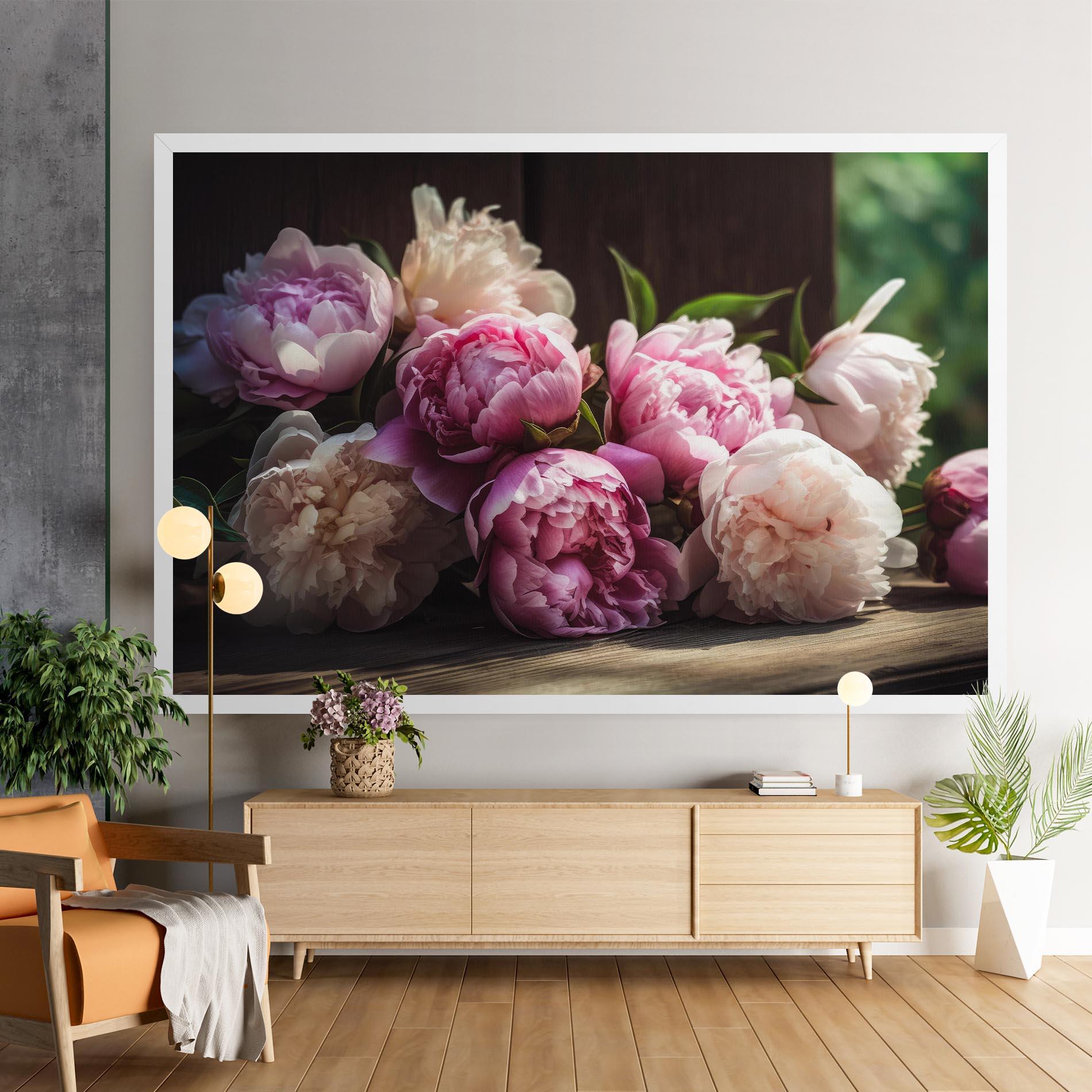 Leinwandbild Peonies On The Table mockup 9