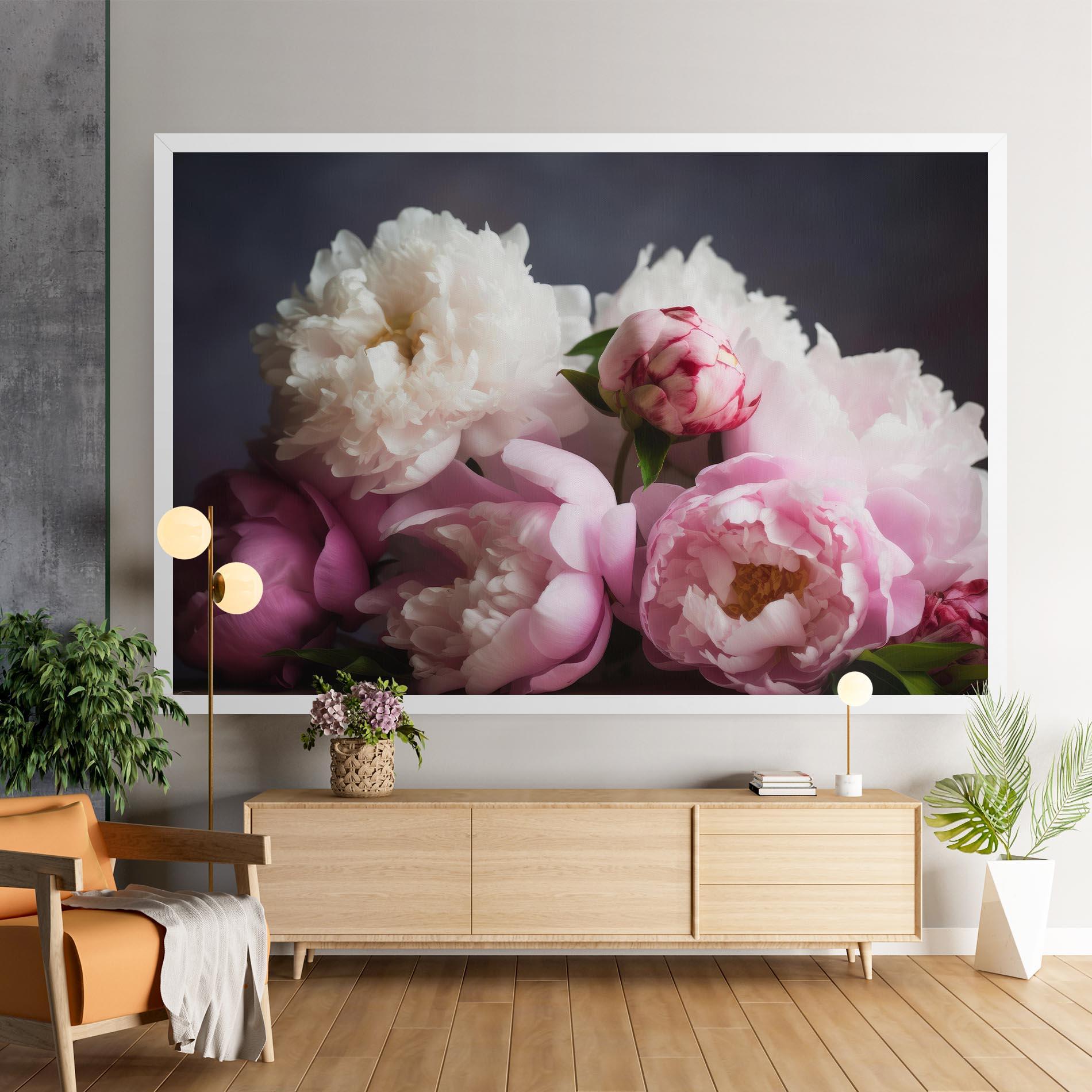 Leinwandbild Peonies With Grey mockup 9