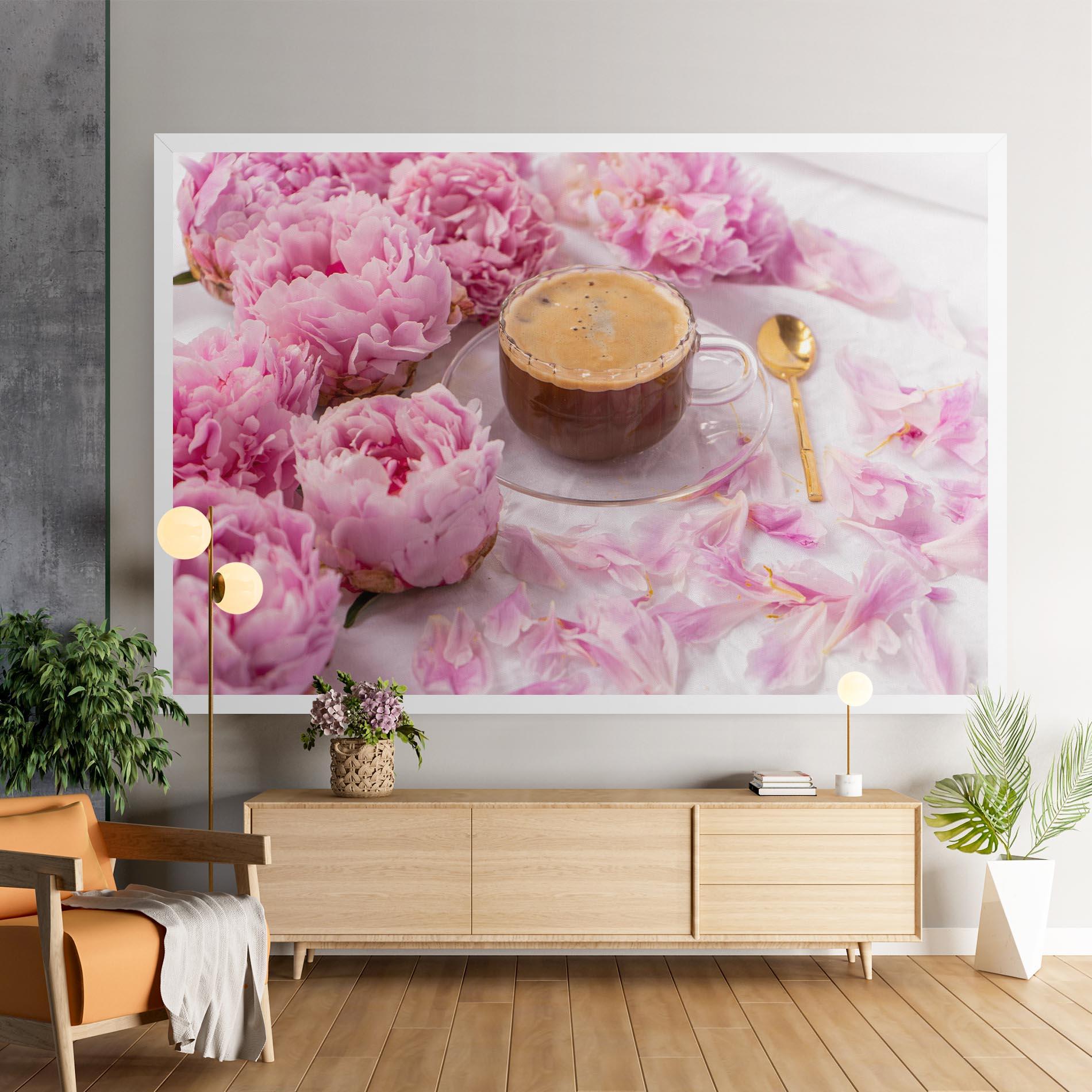 Leinwandbild Peony And Coffee mockup 9