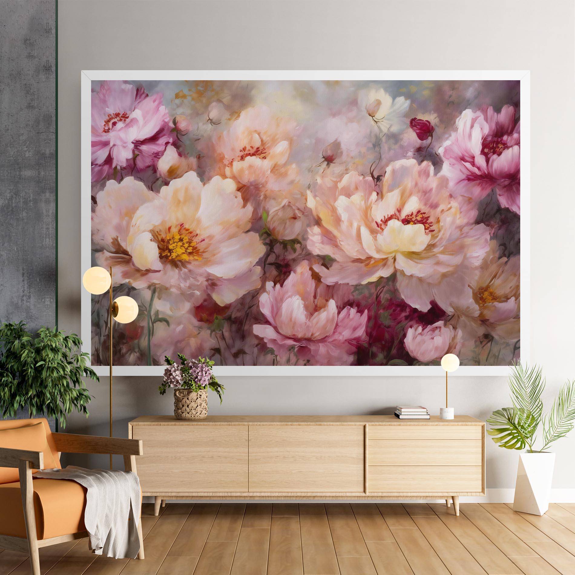 Leinwandbild Peony Painting Art mockup 9