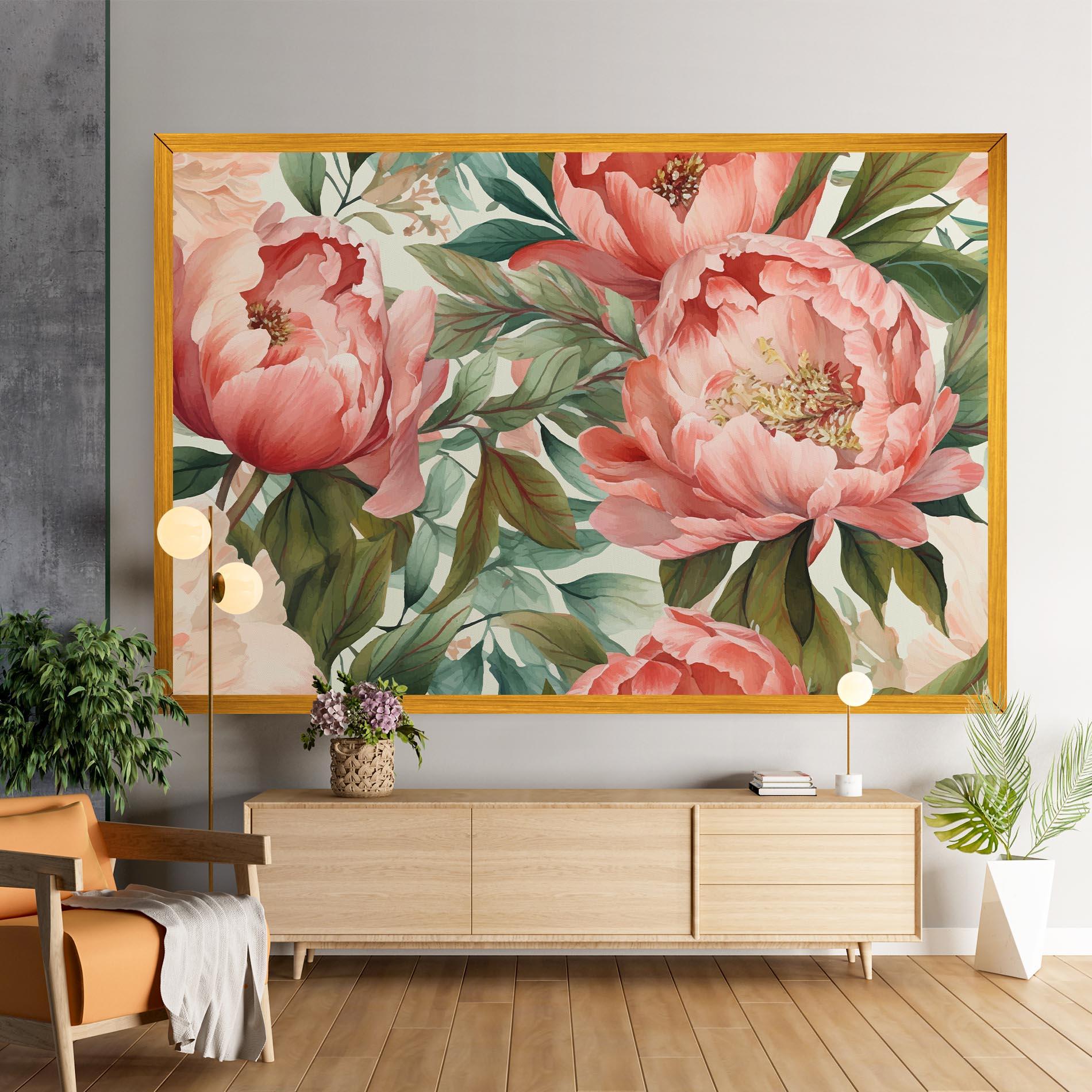 Leinwandbild Light Red Peony mockup 9