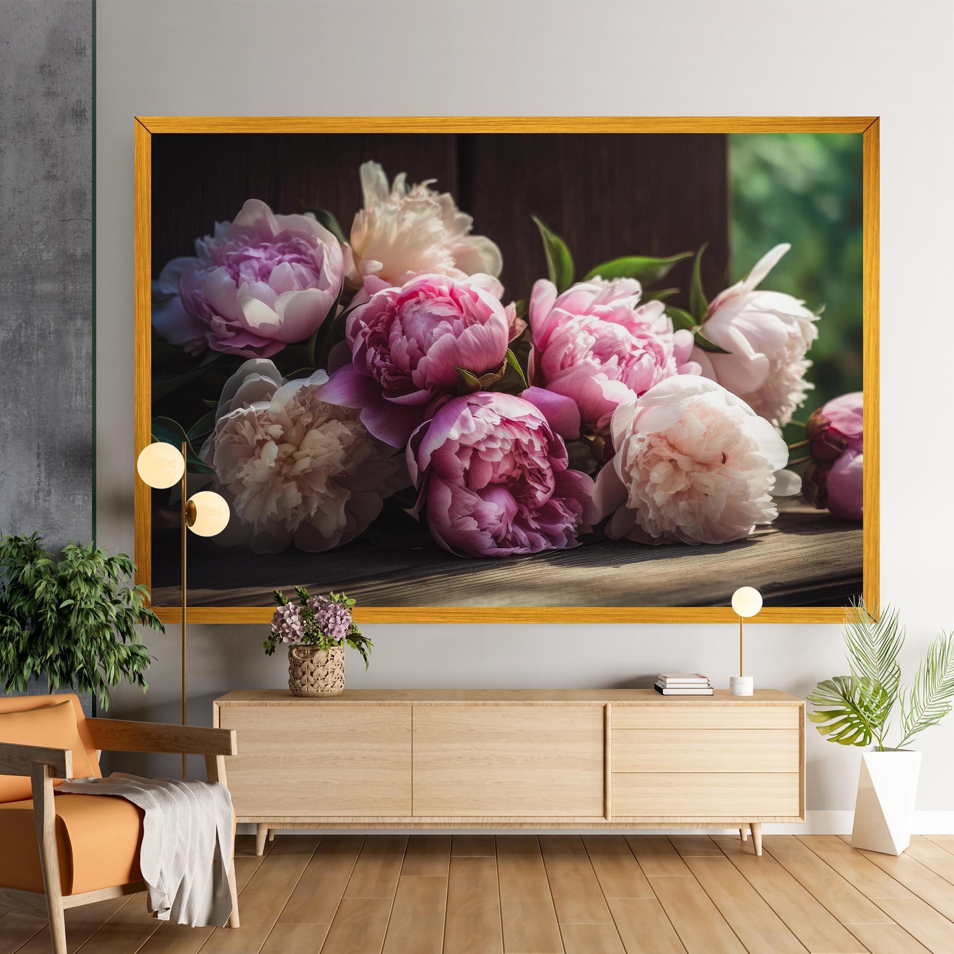 Leinwandbild Peonies On The Table mockup 9